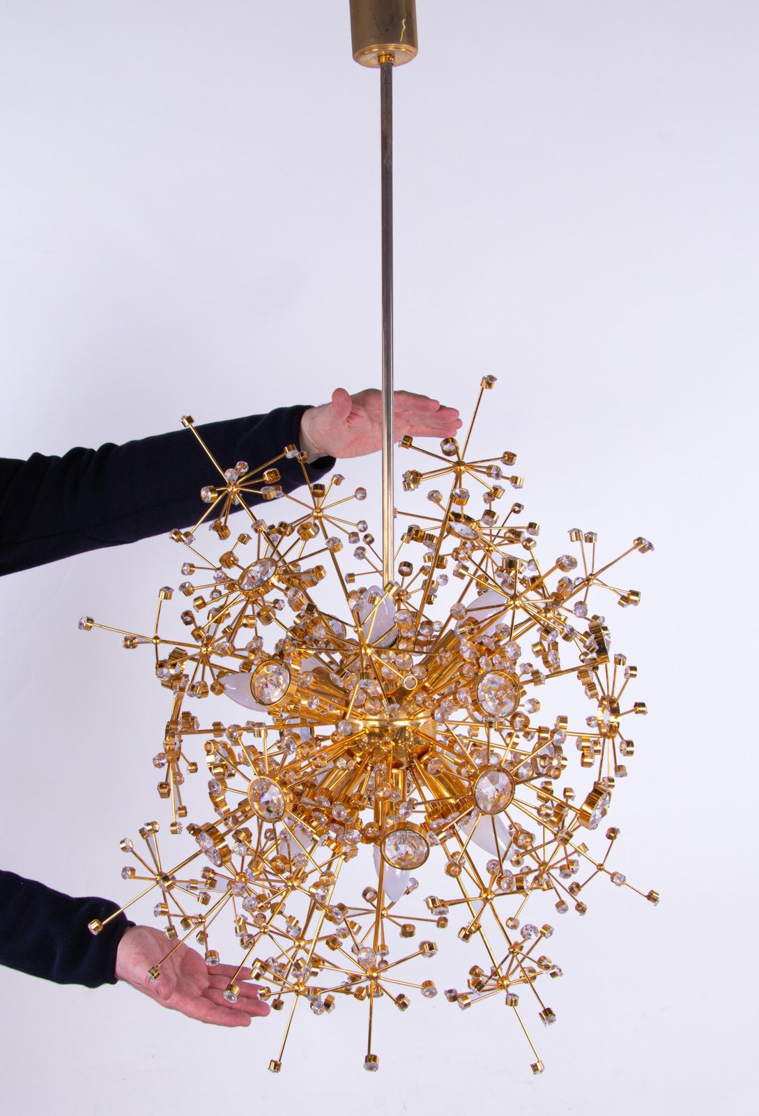 photo buy 1960 Germany Palwa Sputnik Chandelier Swarovski Crystal & Gilt Brass