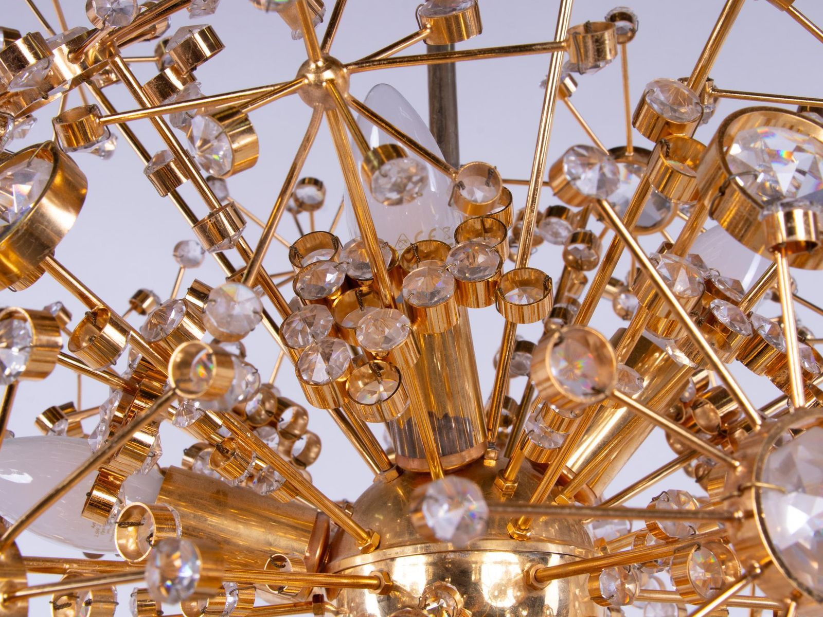 photo vintage 1960 Germany Palwa Sputnik Chandelier Swarovski Crystal & Gilt Brass