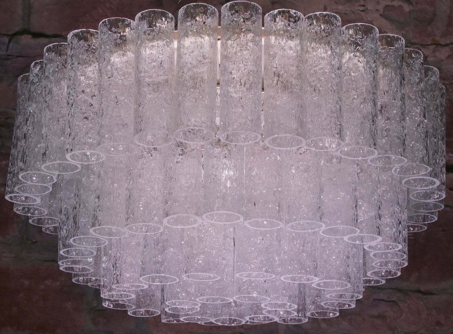 photo vinterior 1 'Of 3' Cascading Doria 20" Murano Four Tier Flush Mount Ice Glass Tubes, 1960s