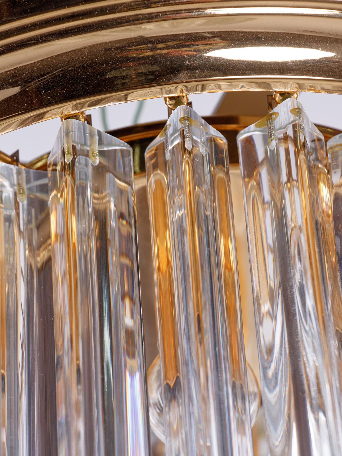 photo furniture Triedri Curvati Murano Glass Flush Mount Chandelier By Carlo Nason, Venini Italy