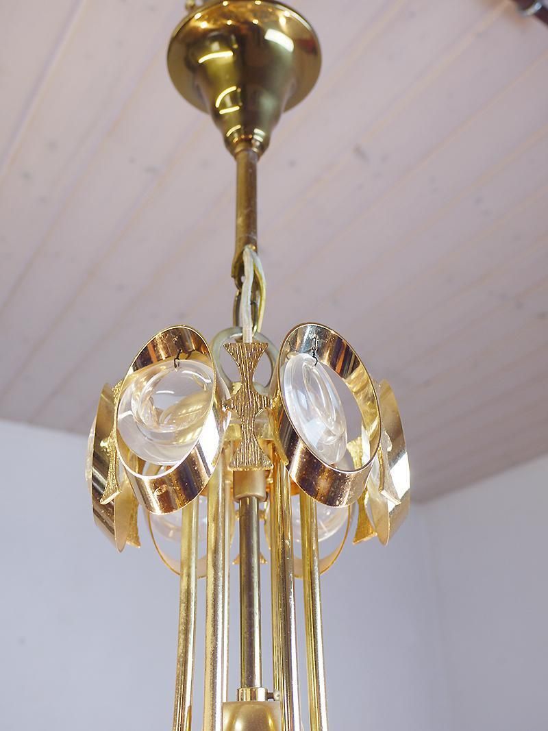 Lobmeyr Chandelier Crystal Glass & Gilt Brass, Austria, Vienna, 1960s photo vinterior