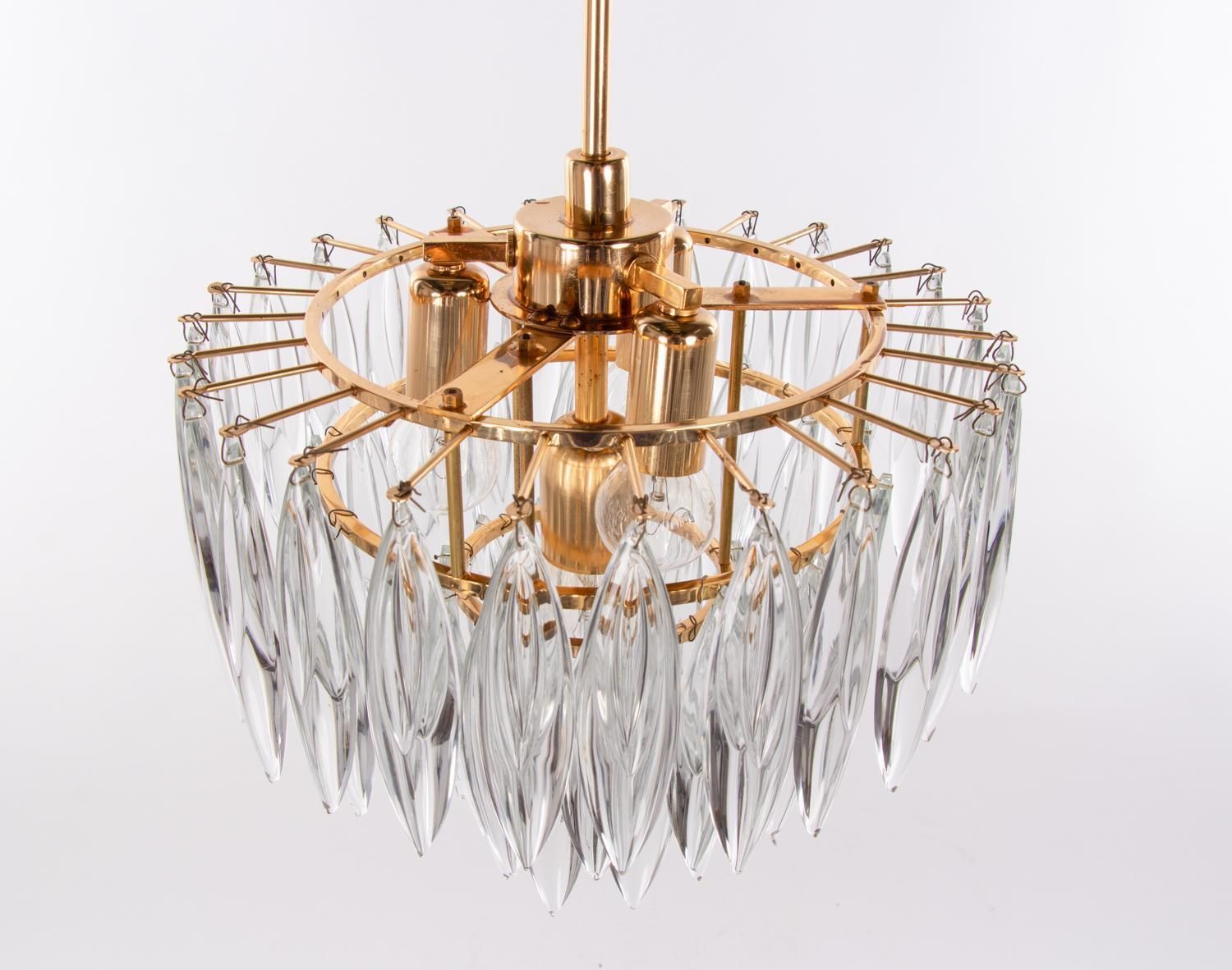 1960 Vienna Bakalowits & Sons Chandelier Crystal & Gold Plated photo Lighting