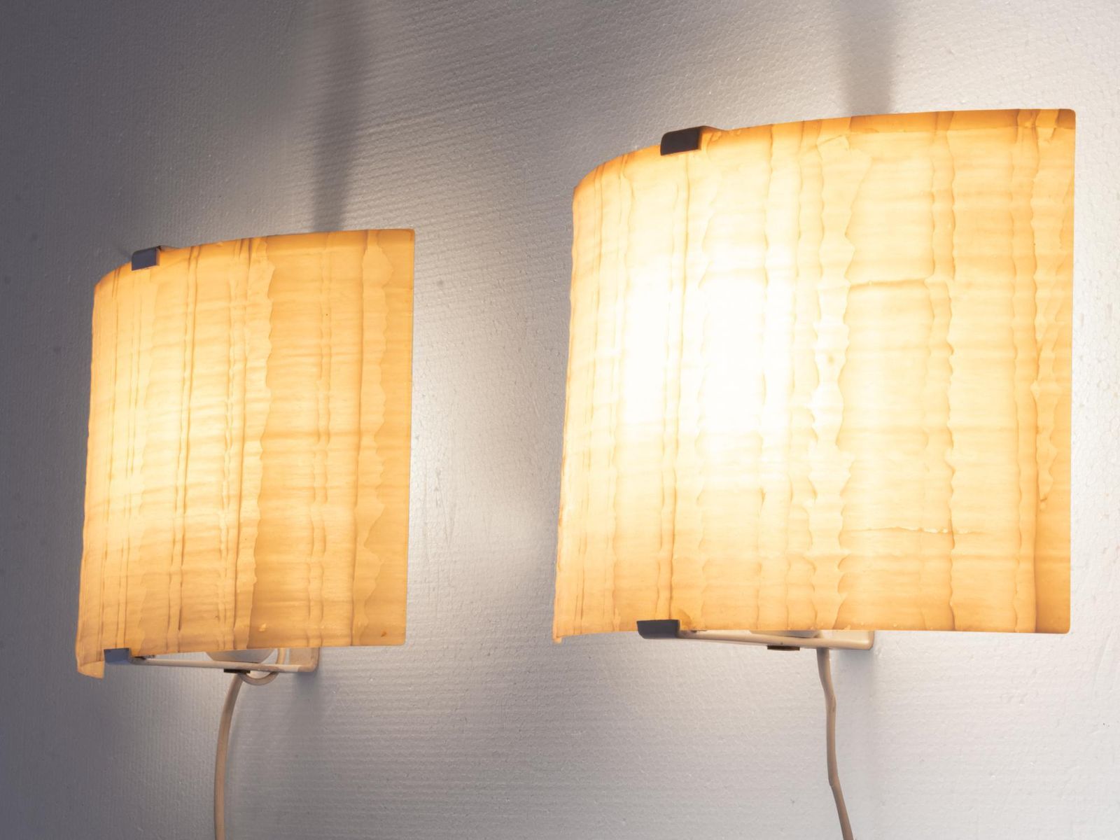 Mid Century Minimalist Honeycomb Fiberglass Wall Sconce, Set Of 2 photo 1833.0