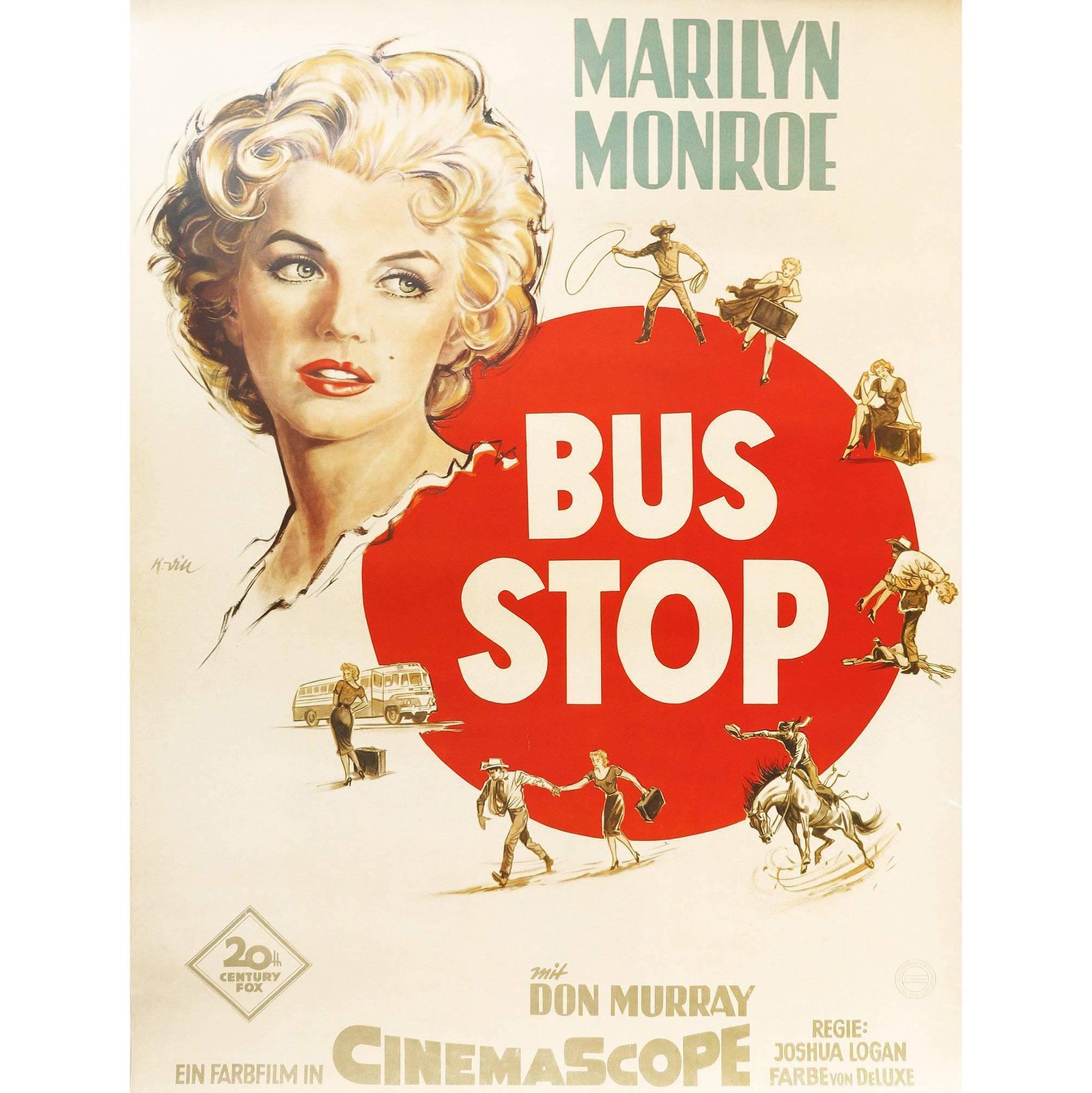 1956 Marilyn Monroe And Don Murray 'Bus Stop' German Movie Poster