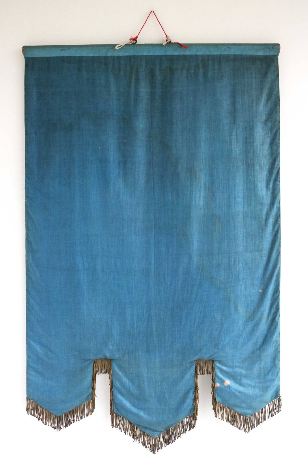 Antique Religious Handmade Fabric Church Banner Of Mother Mary And Baby Jesus Old Procession Altar Wall Hanging Christianity Victorian Flag photo vintage