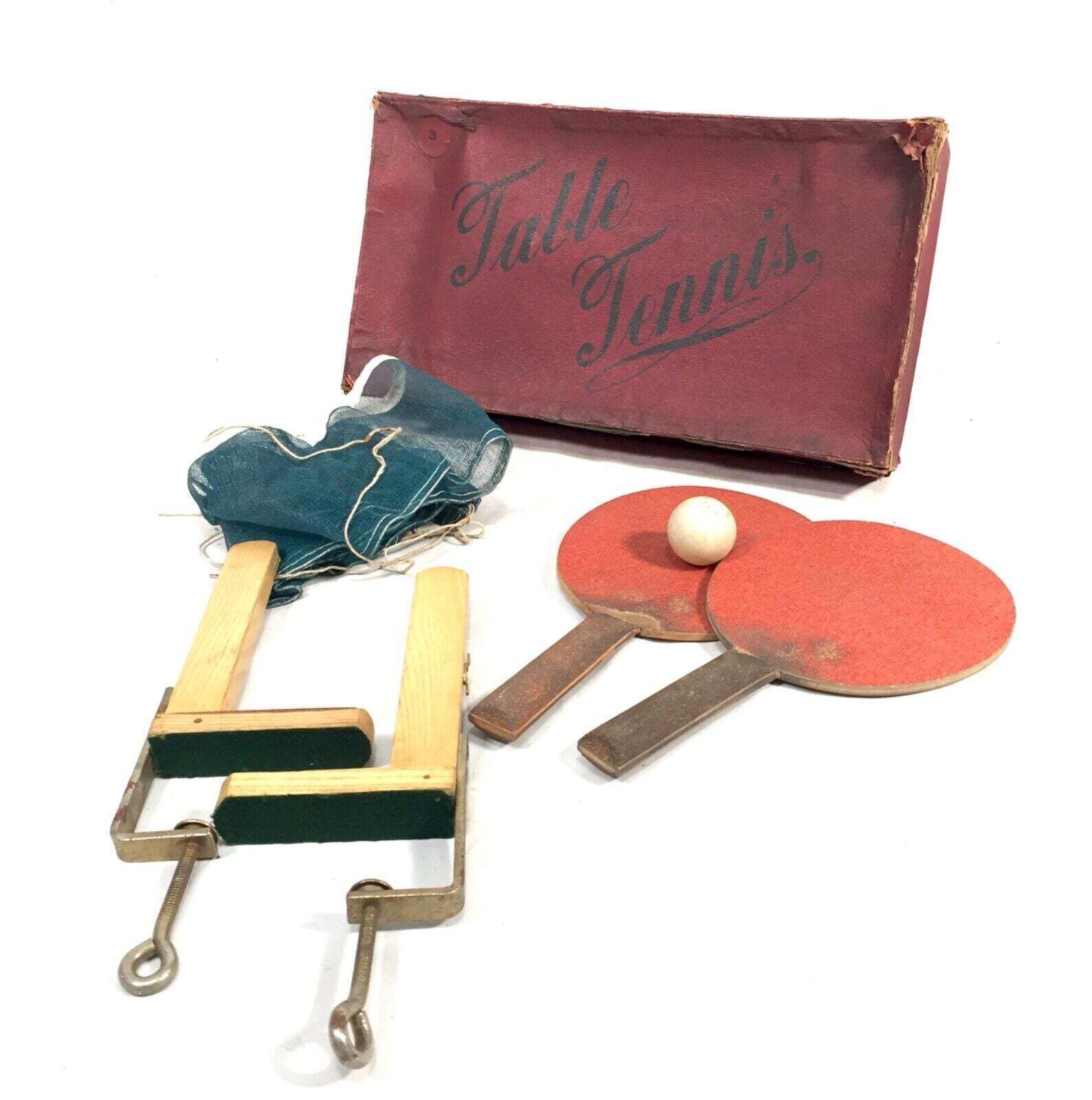Antique 1901s Tabletop Table Tennis Parlour Game Boxed / Ping Pong photo vinterior