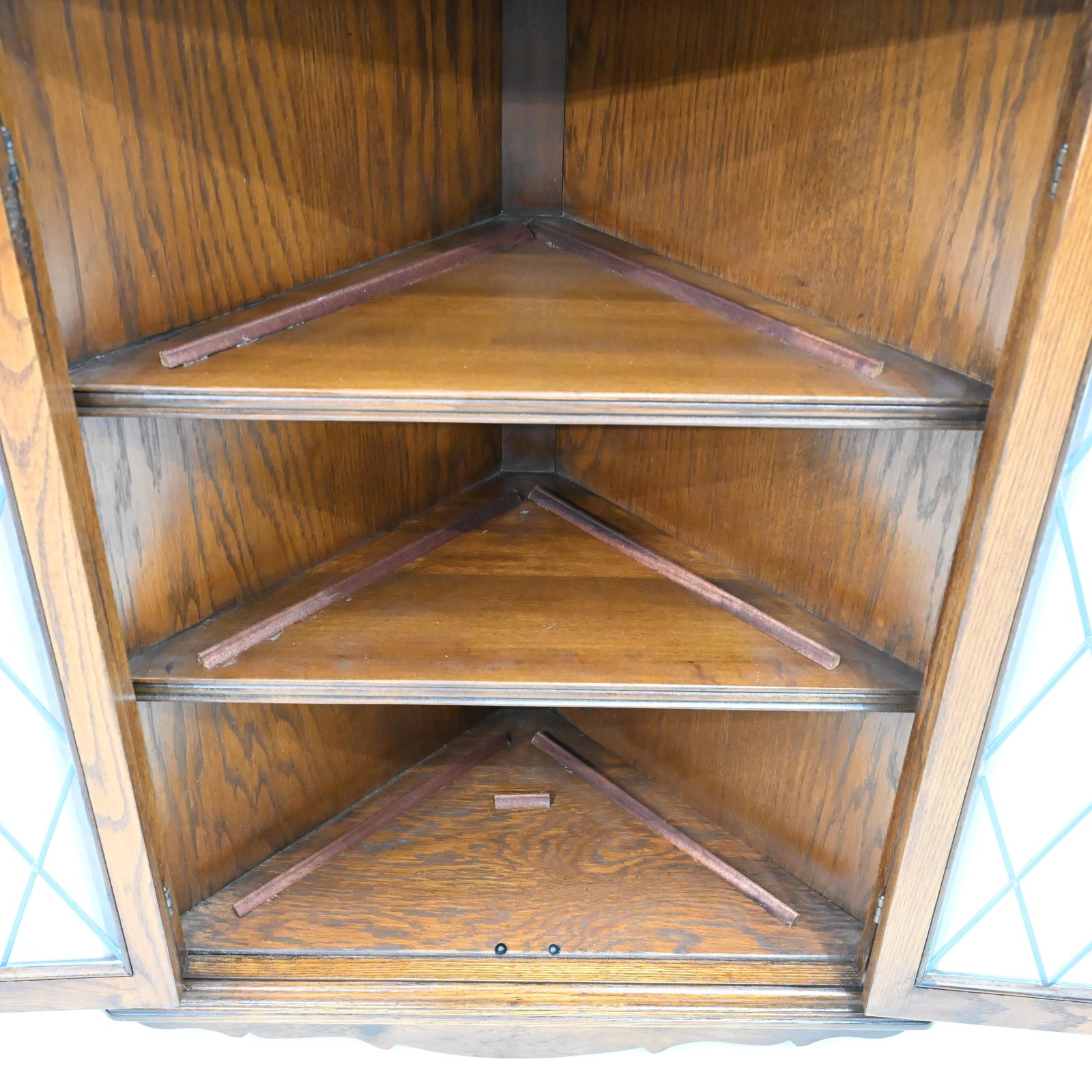 Old Charm Hanging Corner Display Cabinet Leaded Glass Tudor Brown Free Delivery photo 227.0