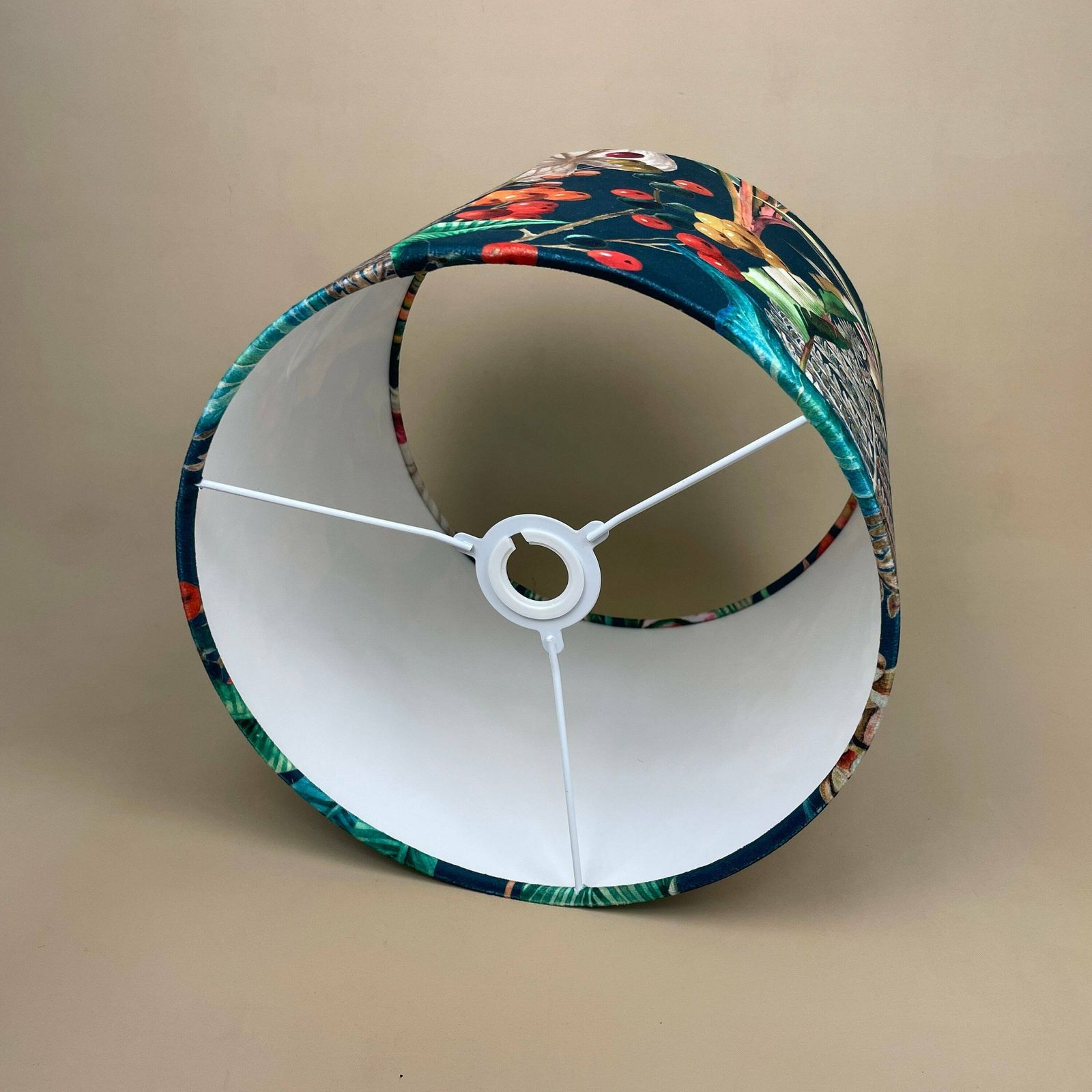 photo furniture Tropical Printed Velvet Lamp Shade Lampshade Ceiling Lightshade Drum Cylinder Fabric Textile Medium Rain Forest Floral Pattern Green Blue