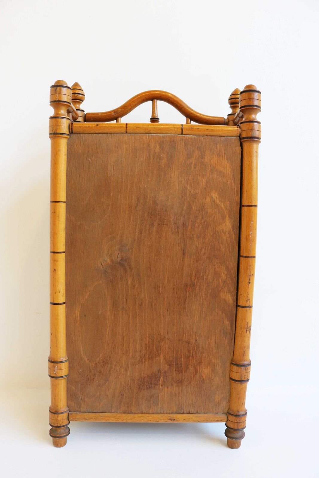 Small Antique Faux Bamboo Miniature Cabinet With Distressed Mirror French Miniature Armoire 1920s Doll's Armoir photo vintage