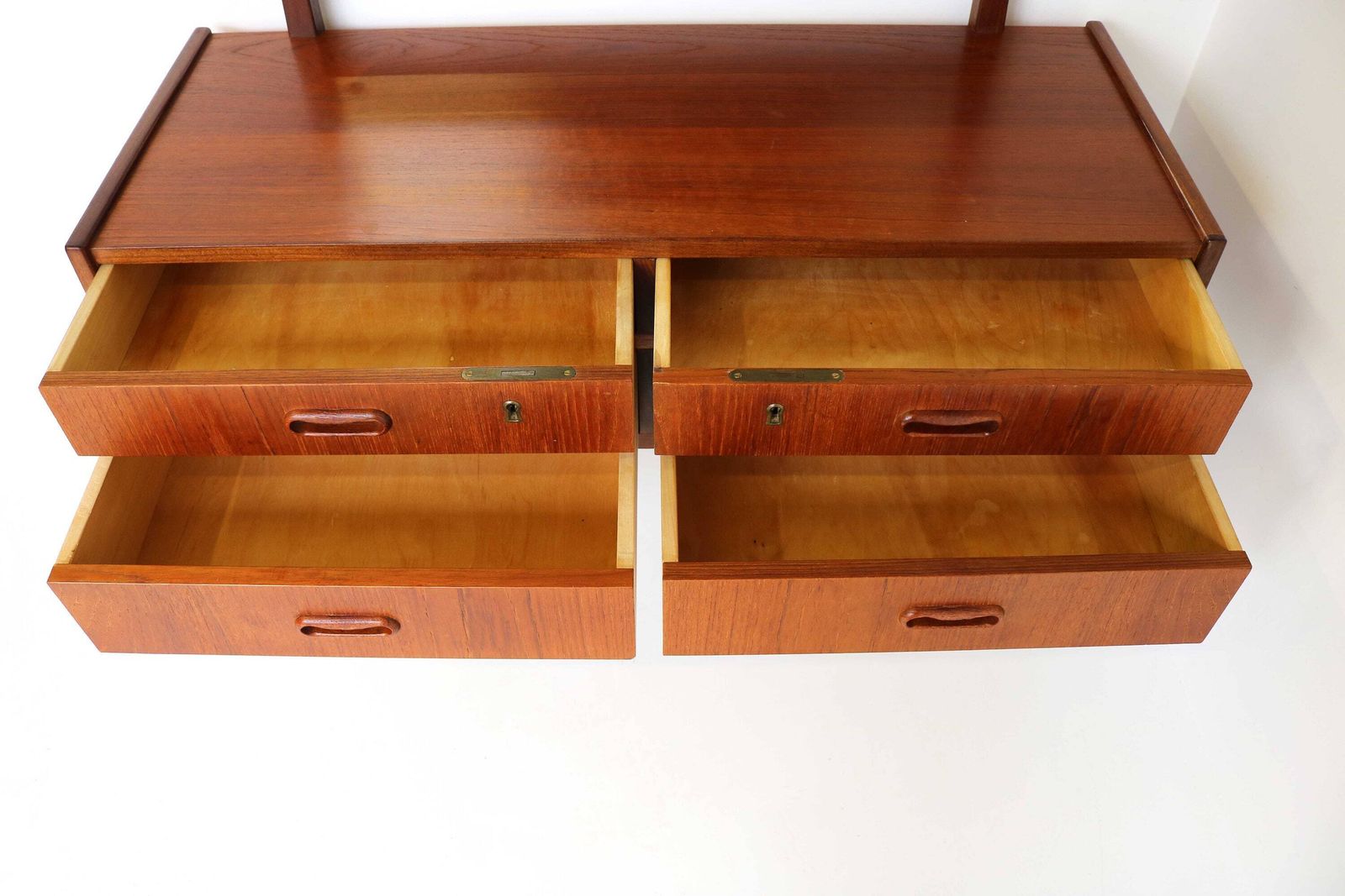 Scandinavian Modern Teak Dressing Table Or Drawer Chest Vanity Mirror Side Table Wall Table Bedroom Furniture Midcentury Modern Dresser photo 1640.0
