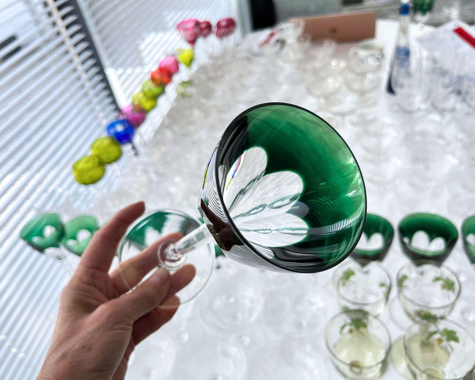 Val Saint Lambert Crystal | 12 Stuks | Smaragdgroene Wijnglazen photo buy
