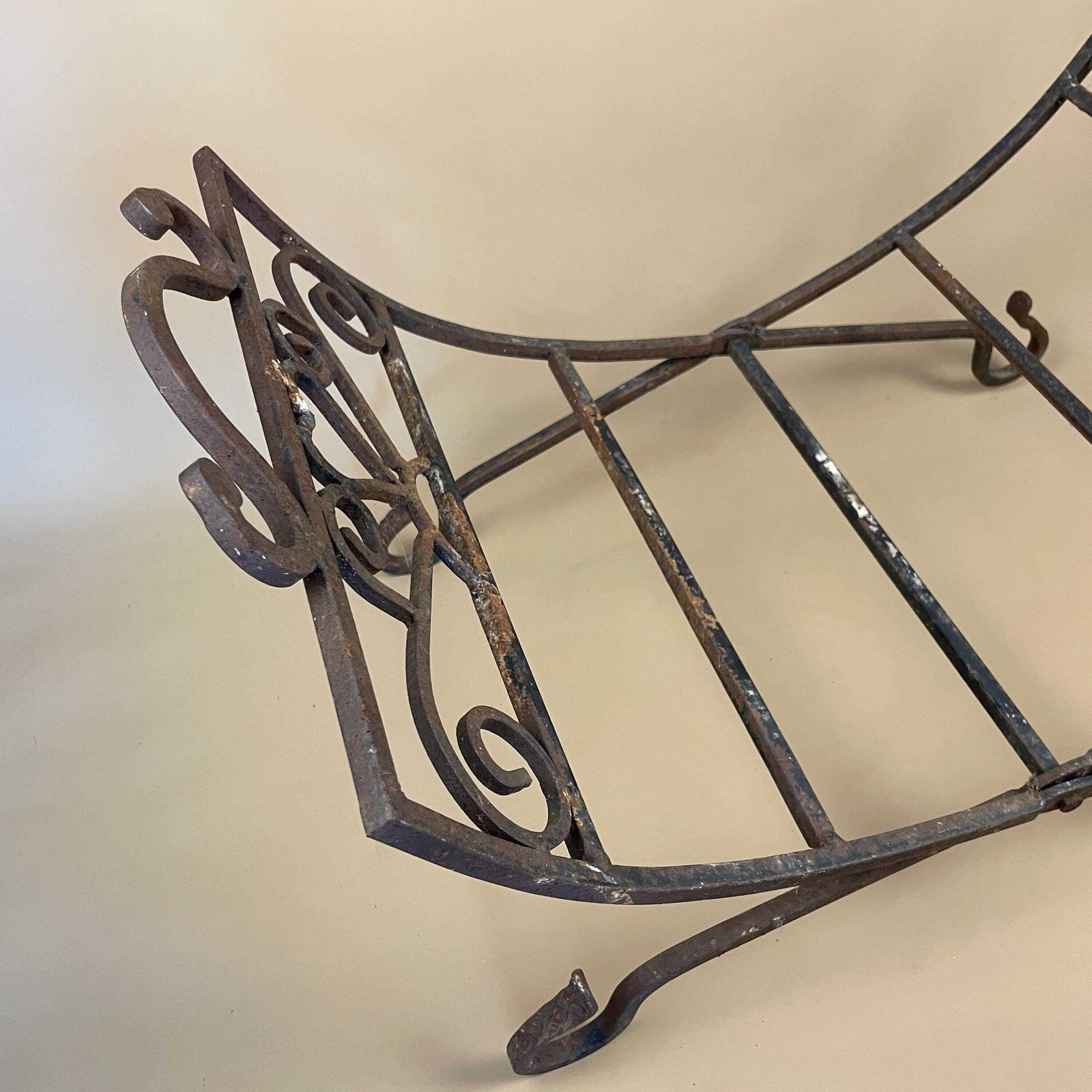 Antique Log Rack Storage Holder Fold Out Black Metal Wood Display Fireplace Vintage photo Home Fixtures
