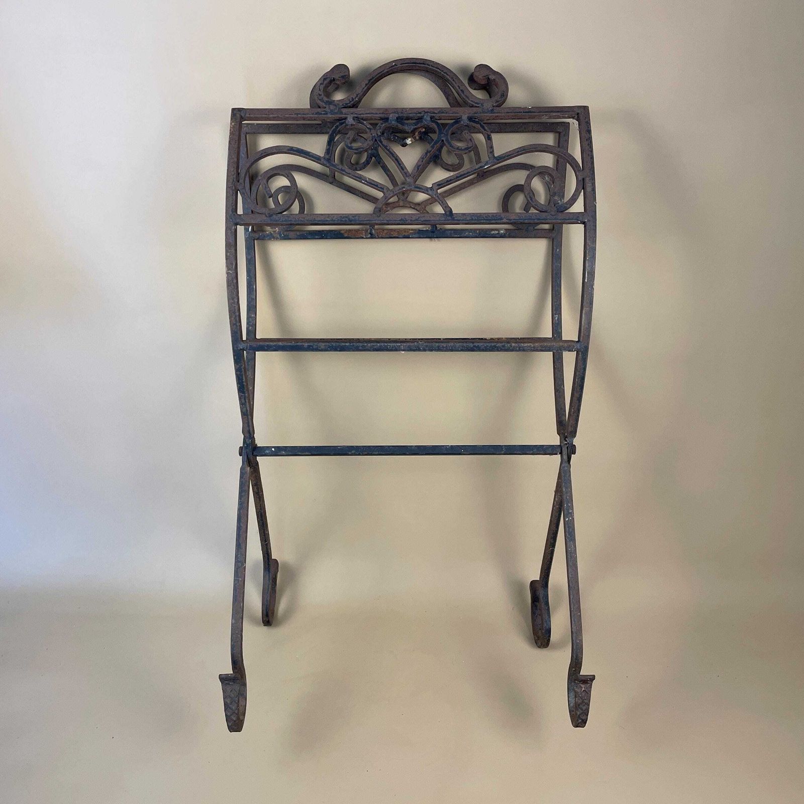 Antique Log Rack Storage Holder Fold Out Black Metal Wood Display Fireplace Vintage photo buy