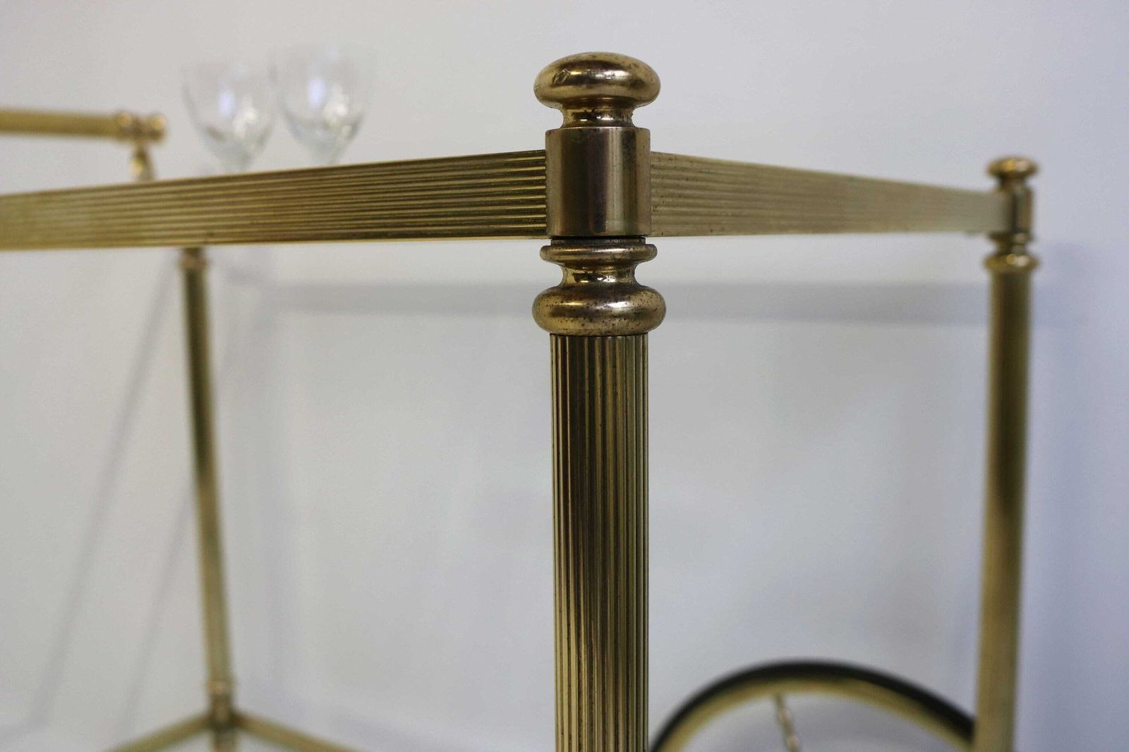Mid Century Bar Cart Brass Serving Trolley Cocktail Entertainment Beverages Tea Cart Clear Glass Hollywood Regency 1960s photo buy