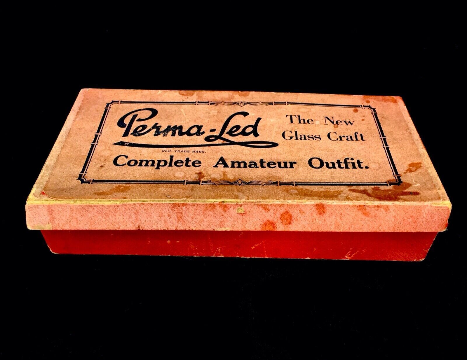Antique 1930s Rare Perma Led Stained Glass Makers / Artists Kit Box / Lead Work photo furniture