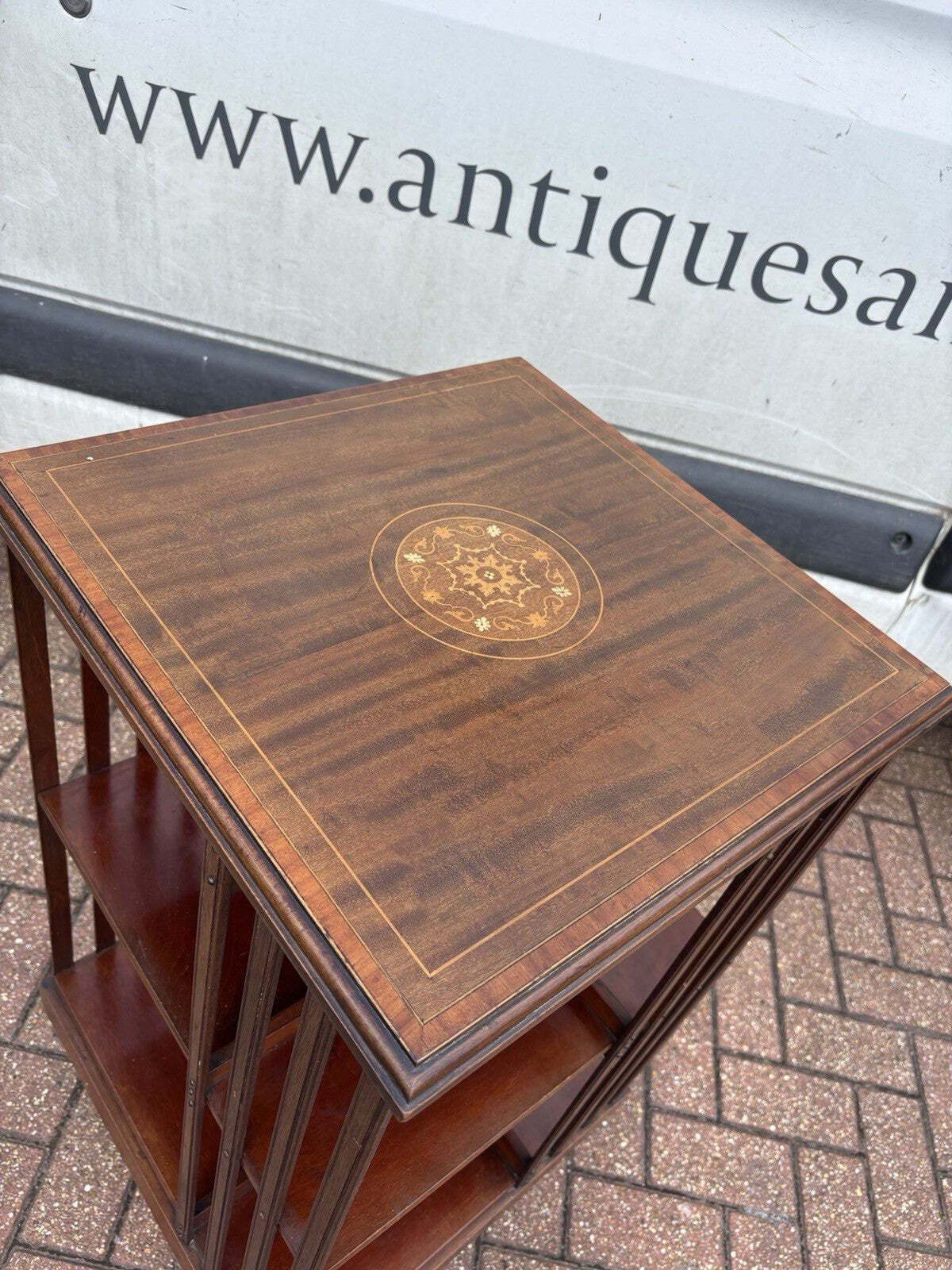 Edwardian Inlaid Mahogany Revolving Bookcase photo vinterior