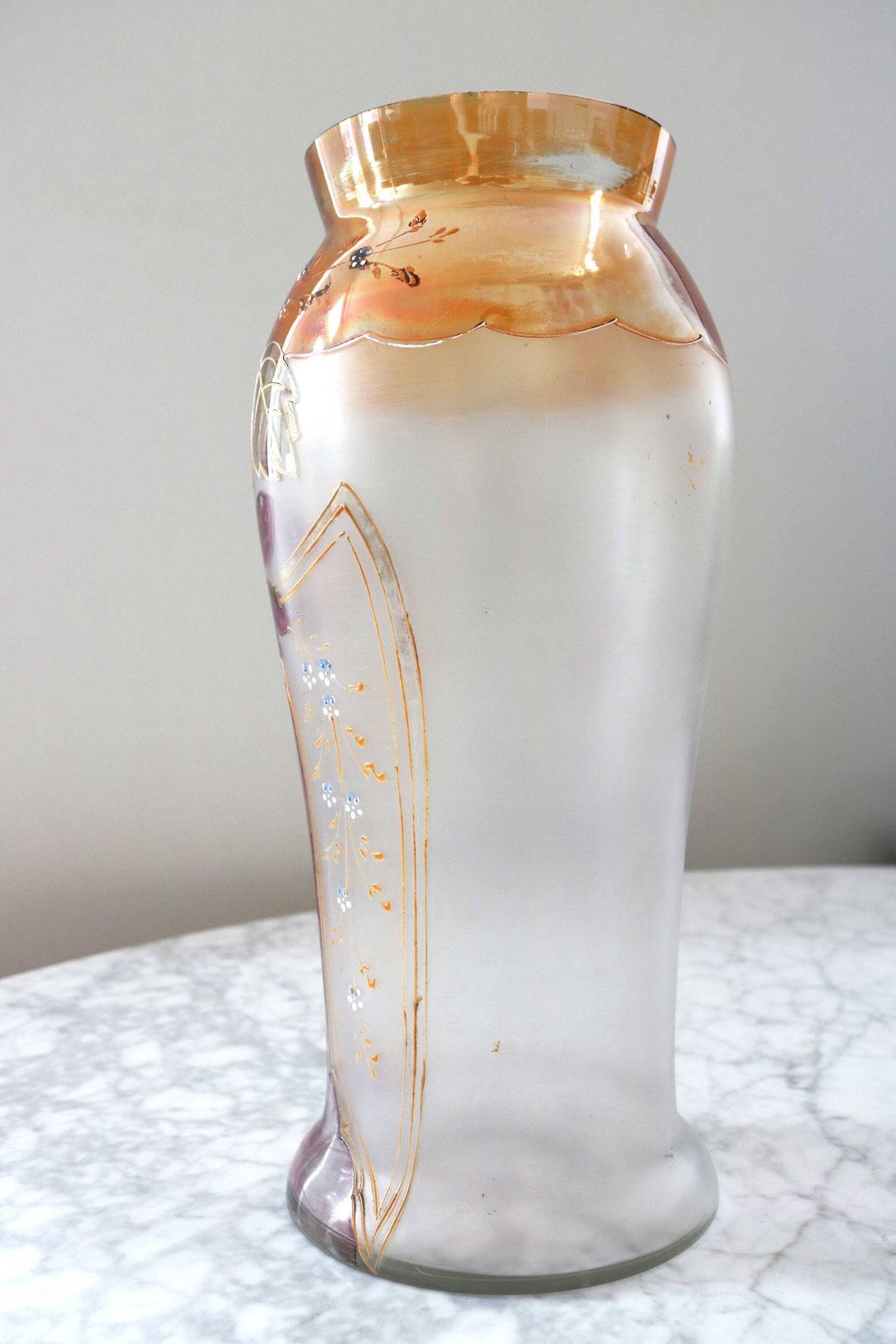Antique Hand Blown Vases Ornamental Glass Enamel Paintings Gold Painted Decorative Vase Art Nouveau Jugendstill 1910 1920 photo buy