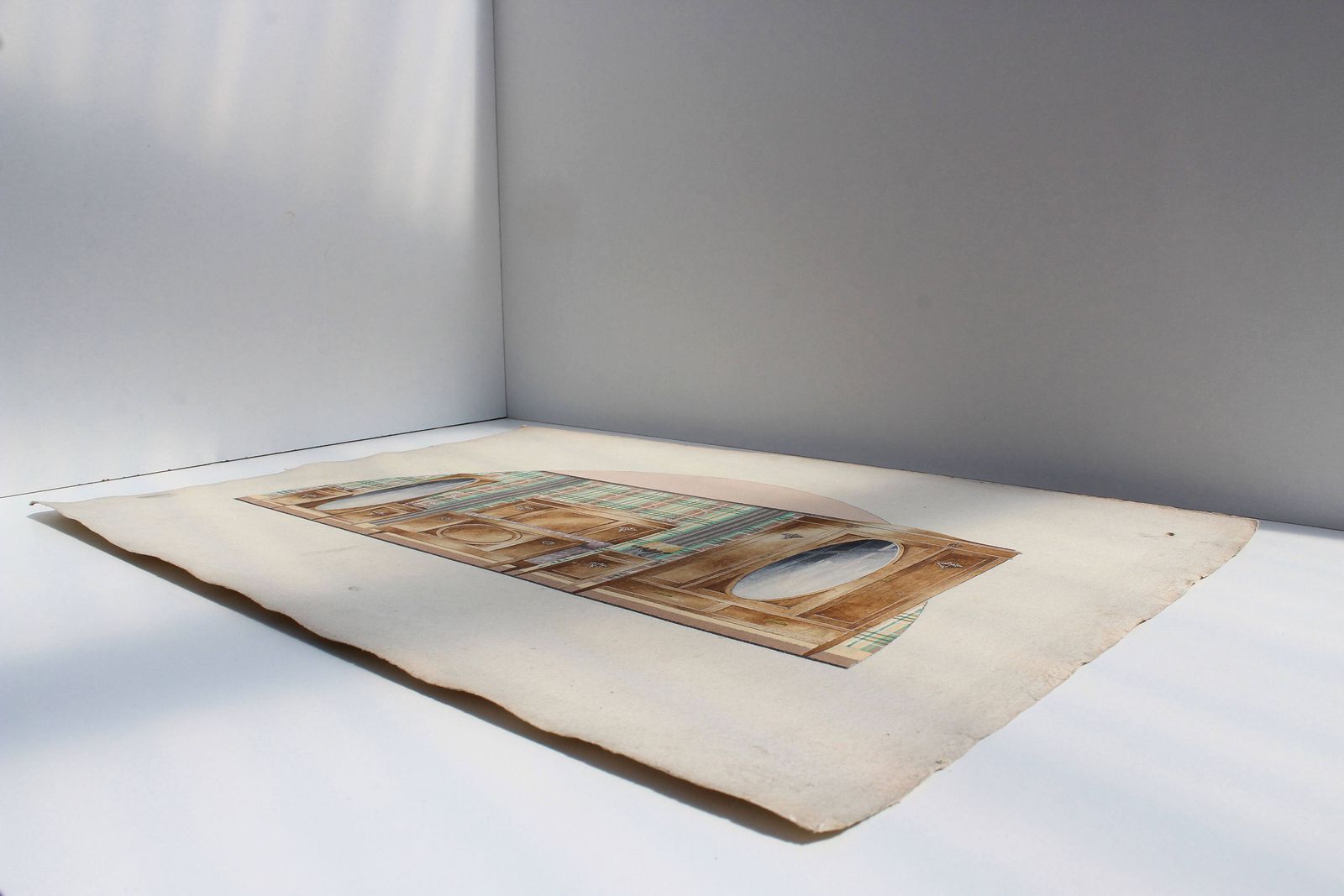 Art Deco Aquareltekening, Meubelontwerper, Meubelmakerij L'art Mobilier In Brugge, Handgemaakt, Ca. 1920–1930 photo vintage