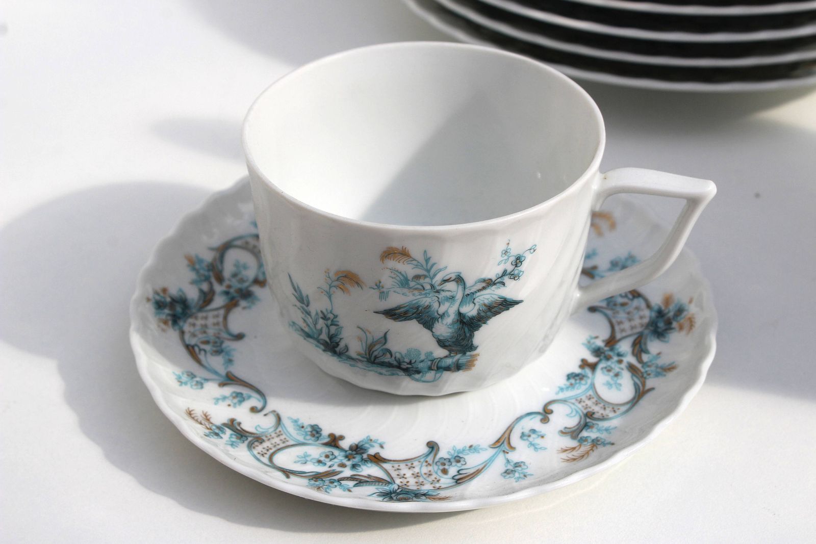 Graceful Romantic Porcelain Swan Tableware Royal Tettau Bavaria Coffee Tea Dishes Antique Cup And Saucer 1900 photo 292.0