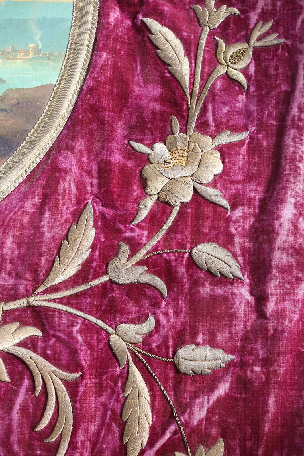 Antique Religious Hand Embroidered Fabric Church Banner Of Saint John The Baptist ‘Ecce Agnus Dei’ Old Procession Altar Victorian Flag 1800s photo 1074.0
