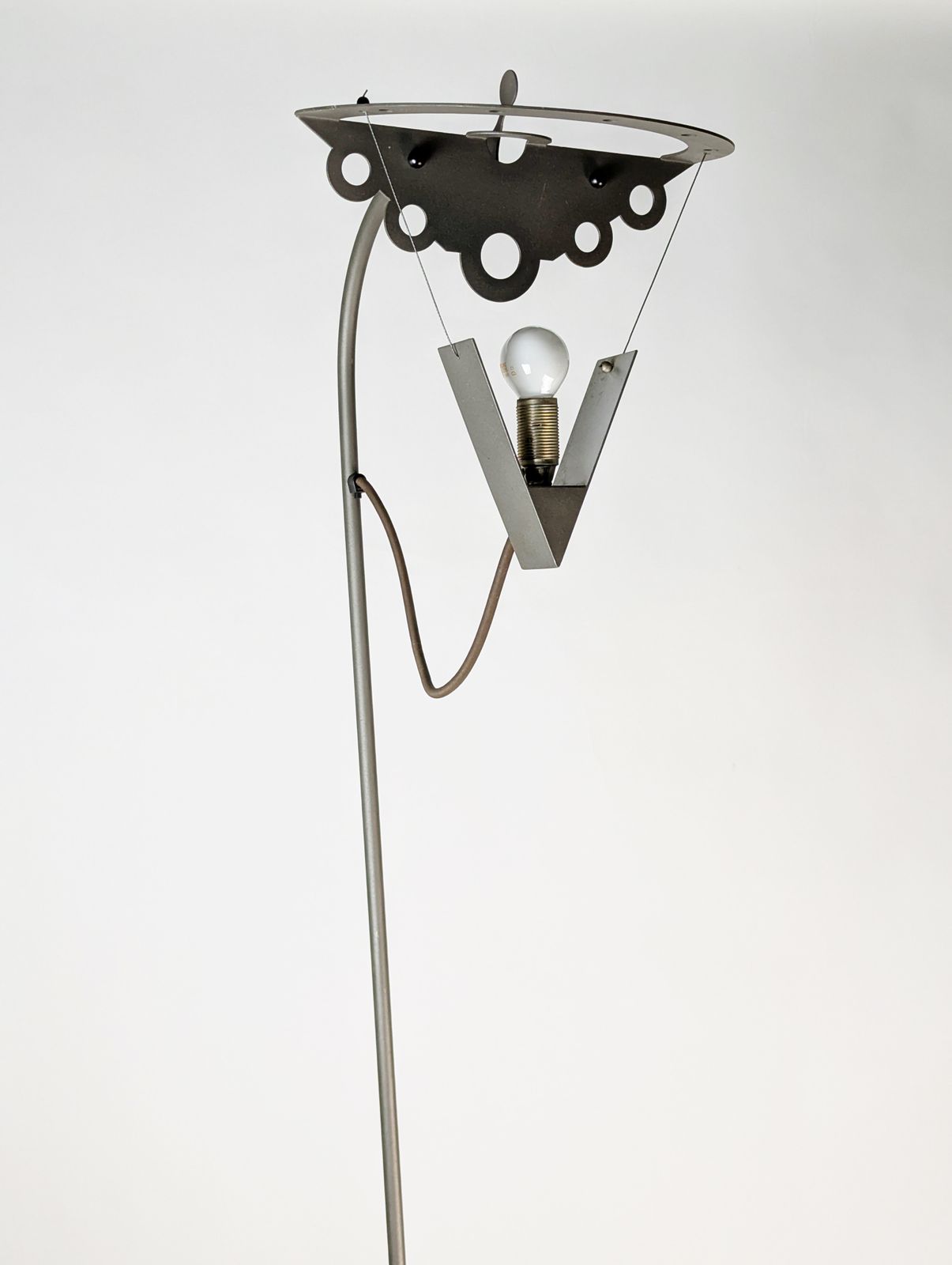 photo for sale Grey Metal 1980 90s Post Modern Floor Lamp In The Style Of A. Mendini