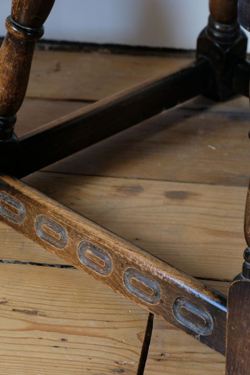 Oak Carved Low Round Table By Priory Circa 1950s photo Furniture