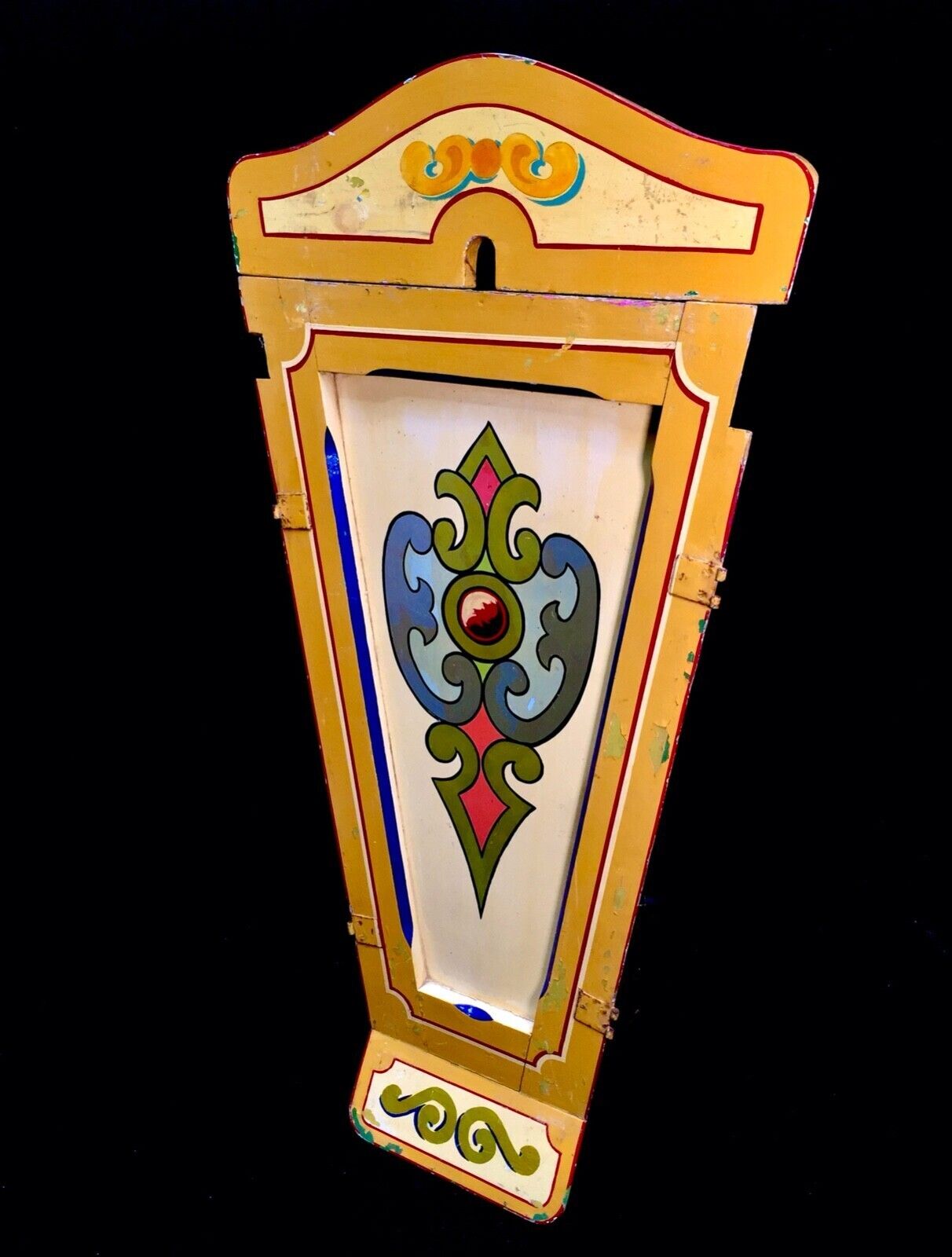 Antique Early 20th Century Fairground Ride Decorative Panel Paint On Board Sign photo for sale