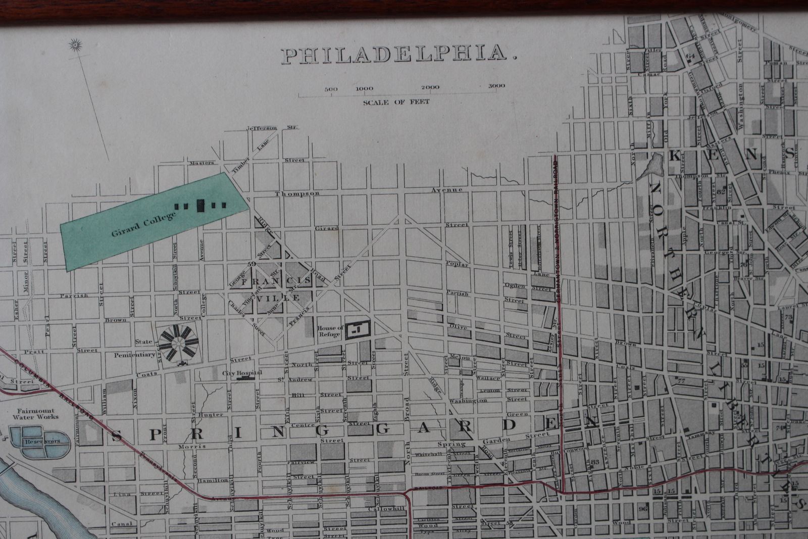 A Framed Sduk City Plan Of Philadelphia ~ Edward Stanford ~ J & C Walker C1857 photo for sale