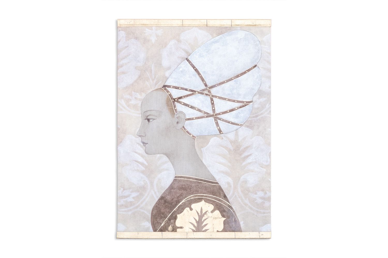 Painted Canvas Representing An Italian Noble Woman. Contemporary.