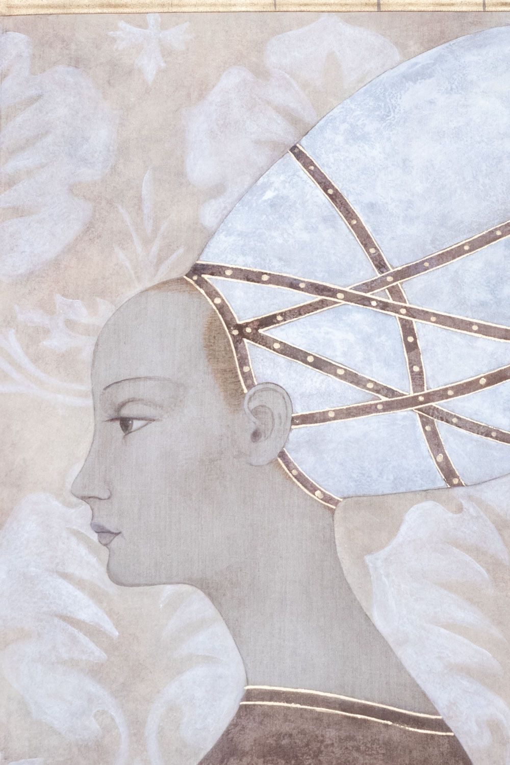 Painted Canvas Representing An Italian Noble Woman. Contemporary. photo furniture