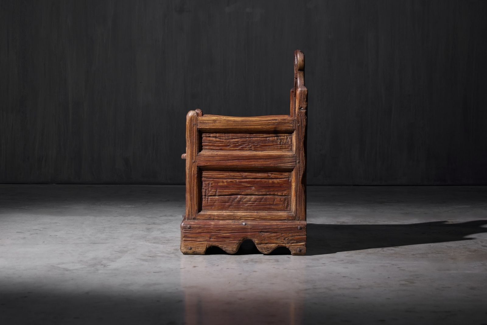 photo for sale Curved Wooden Armchair With Inner Compartment, France, 19th Century