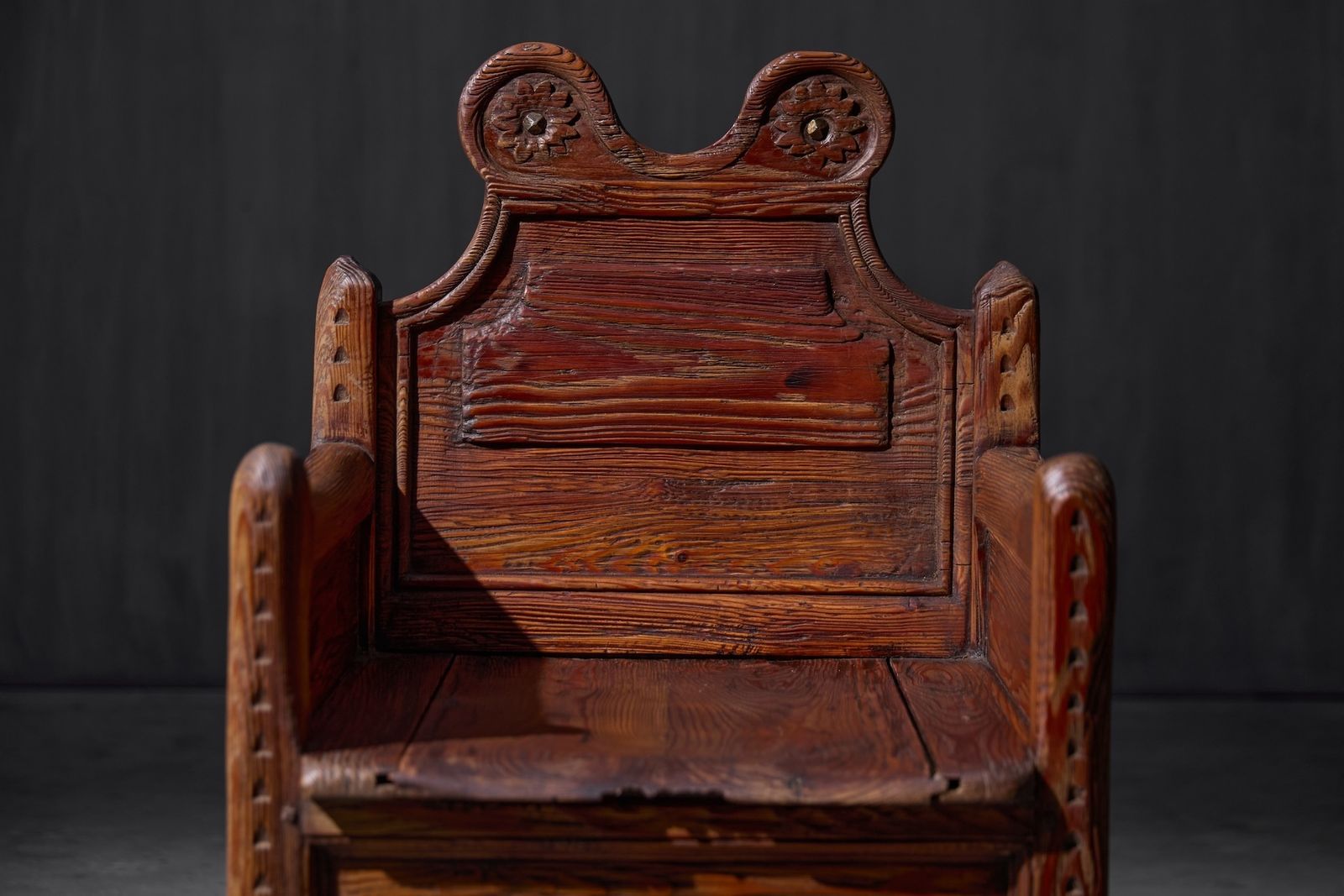 Curved Wooden Armchair With Inner Compartment, France, 19th Century photo buy