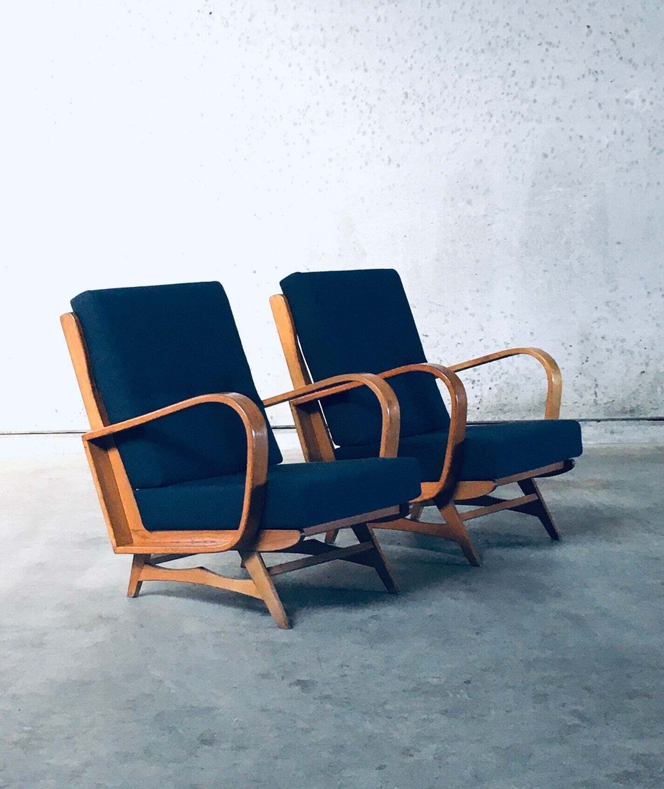 Midcentury Modern Design Bentwood Lounge Chairs, 1950's Belgium photo furniture
