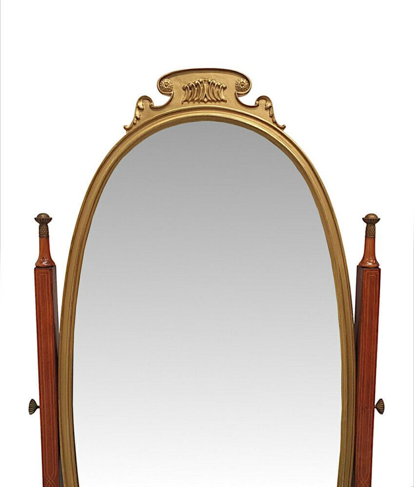 A Very Fine And Unusual Edwardian Rosewood And Giltwood Cheval Mirror photo furniture