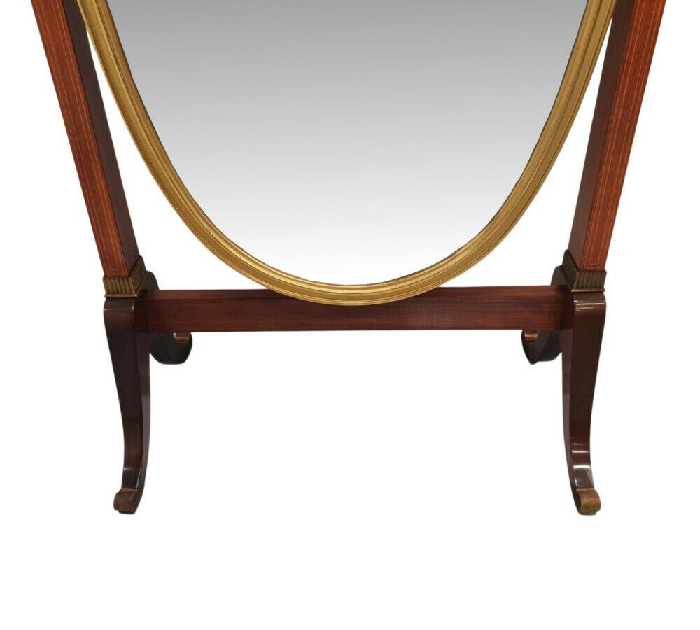 A Very Fine And Unusual Edwardian Rosewood And Giltwood Cheval Mirror photo for sale