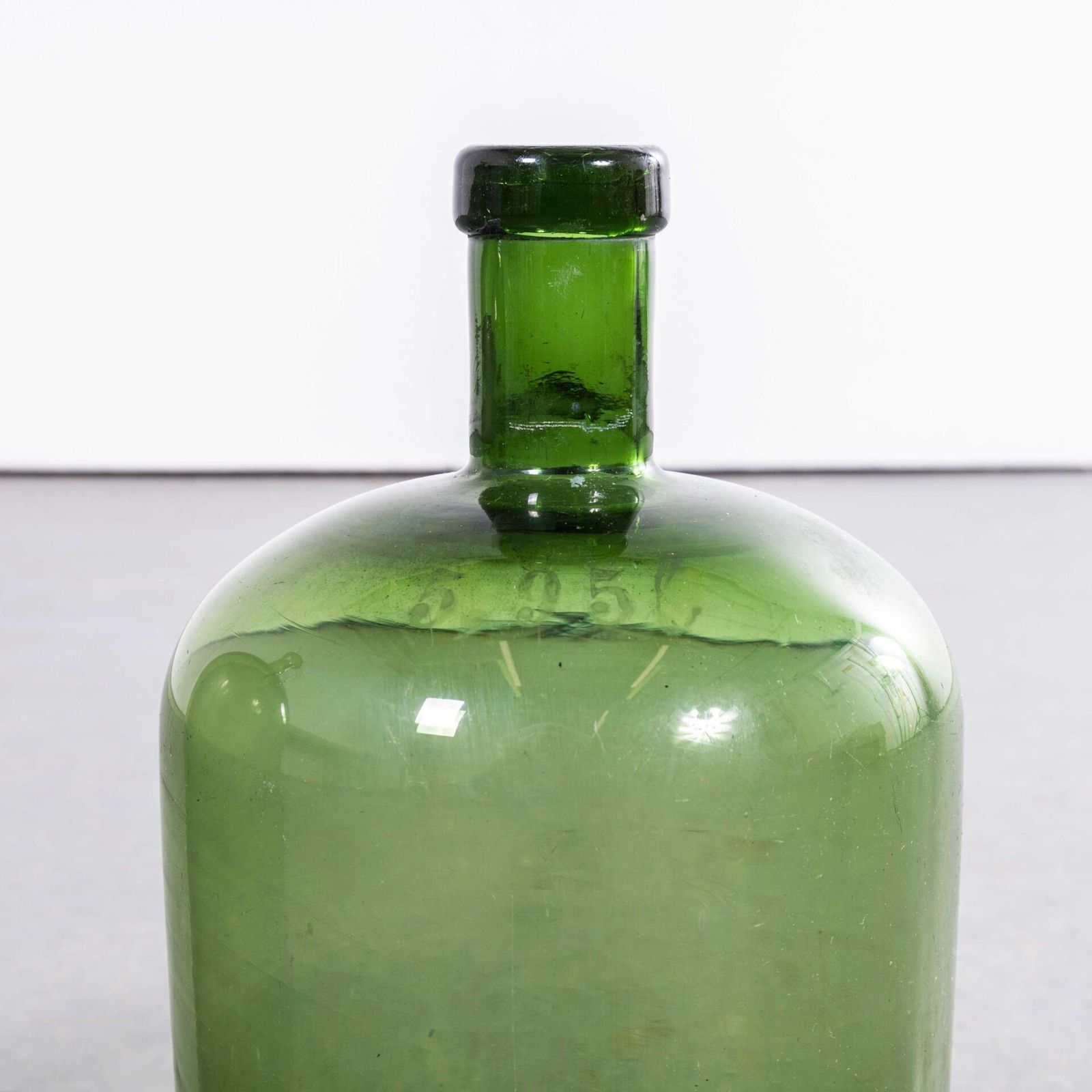 Vintage French Dark Green & Green Glass Demijohns – Pair photo for sale