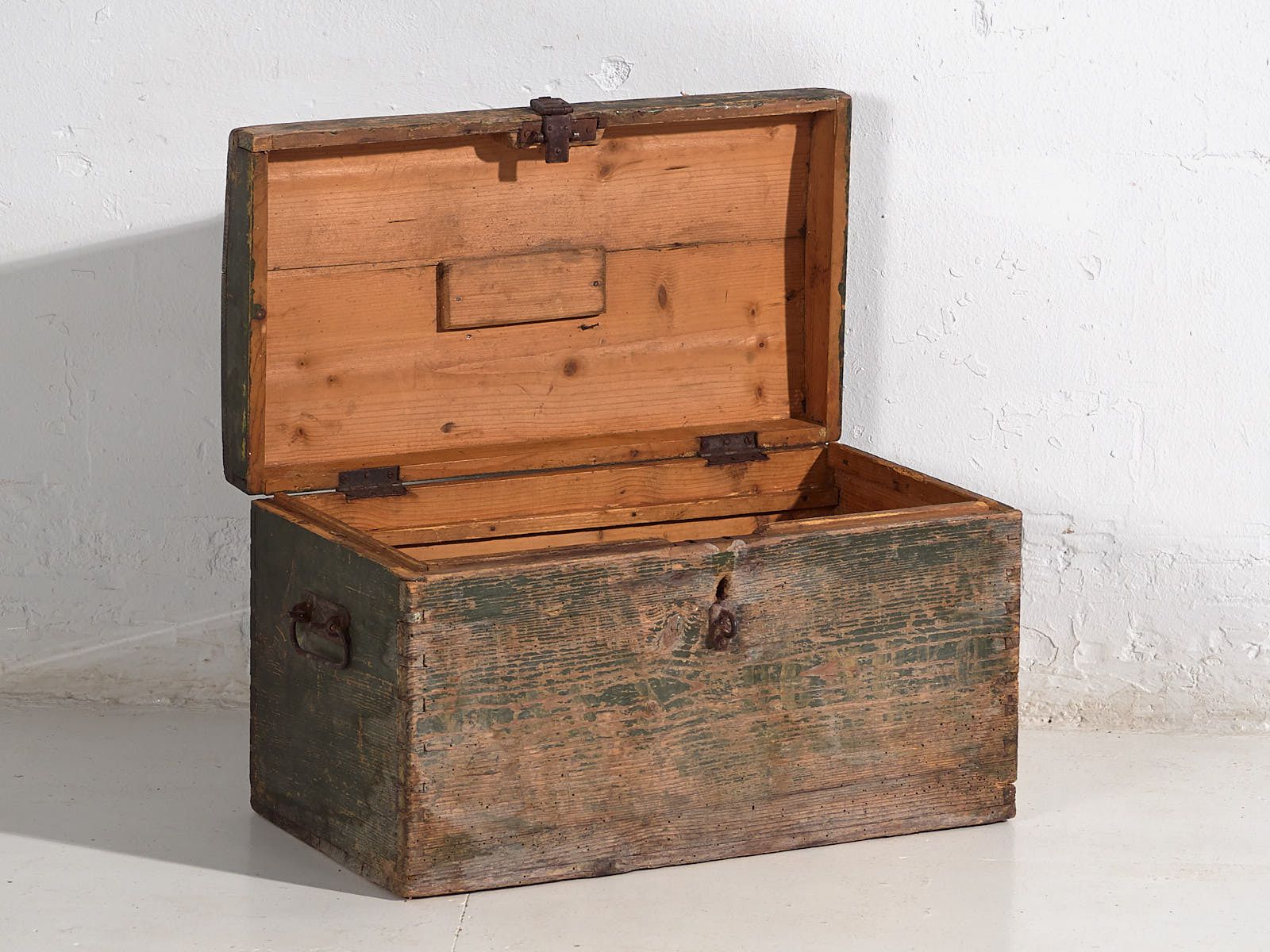 Small Antique Chest In Shades Of Green (C.1920) #78 photo vinterior