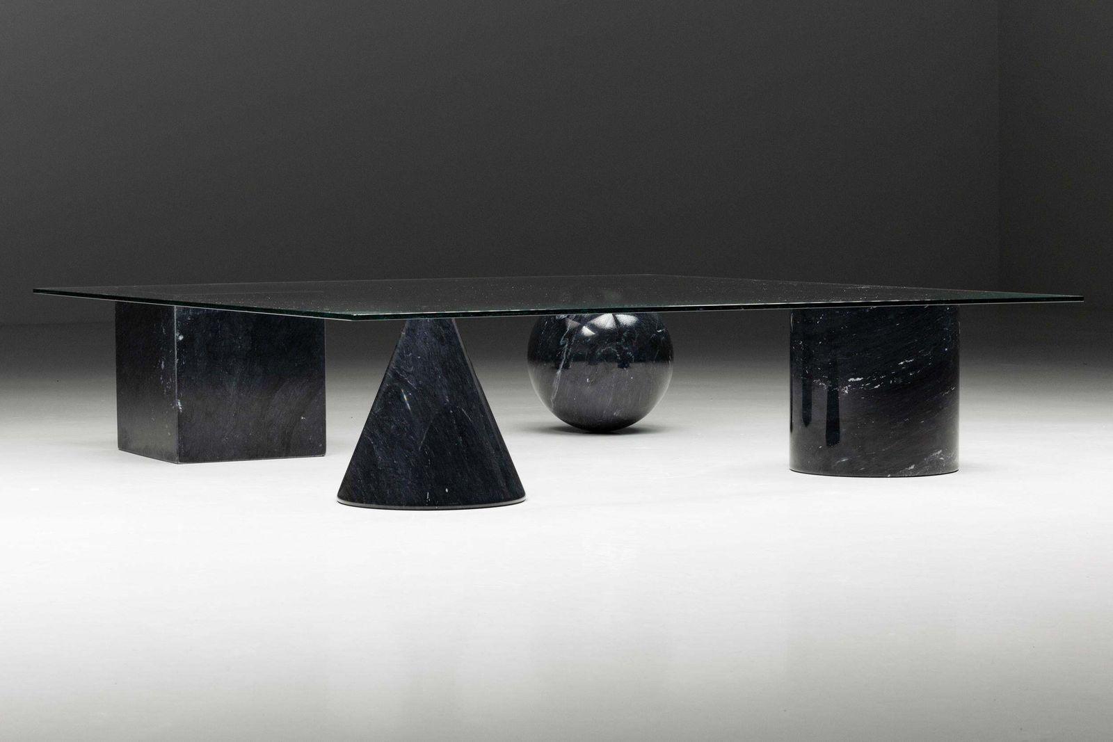Marble And Glass Coffee Table In The Style Of Massimo Vignelli, 1970's photo vinterior