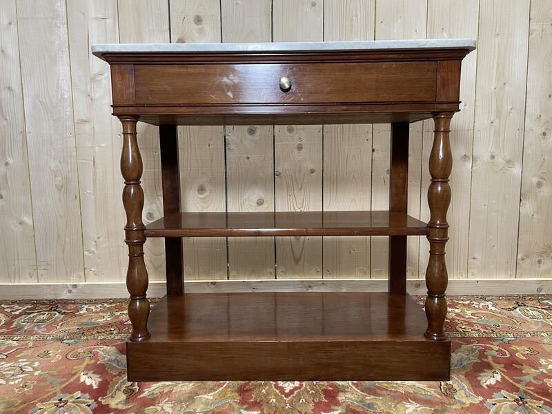 Console D'entrée En Acajou Napoléon III Et Marbre De Carrare