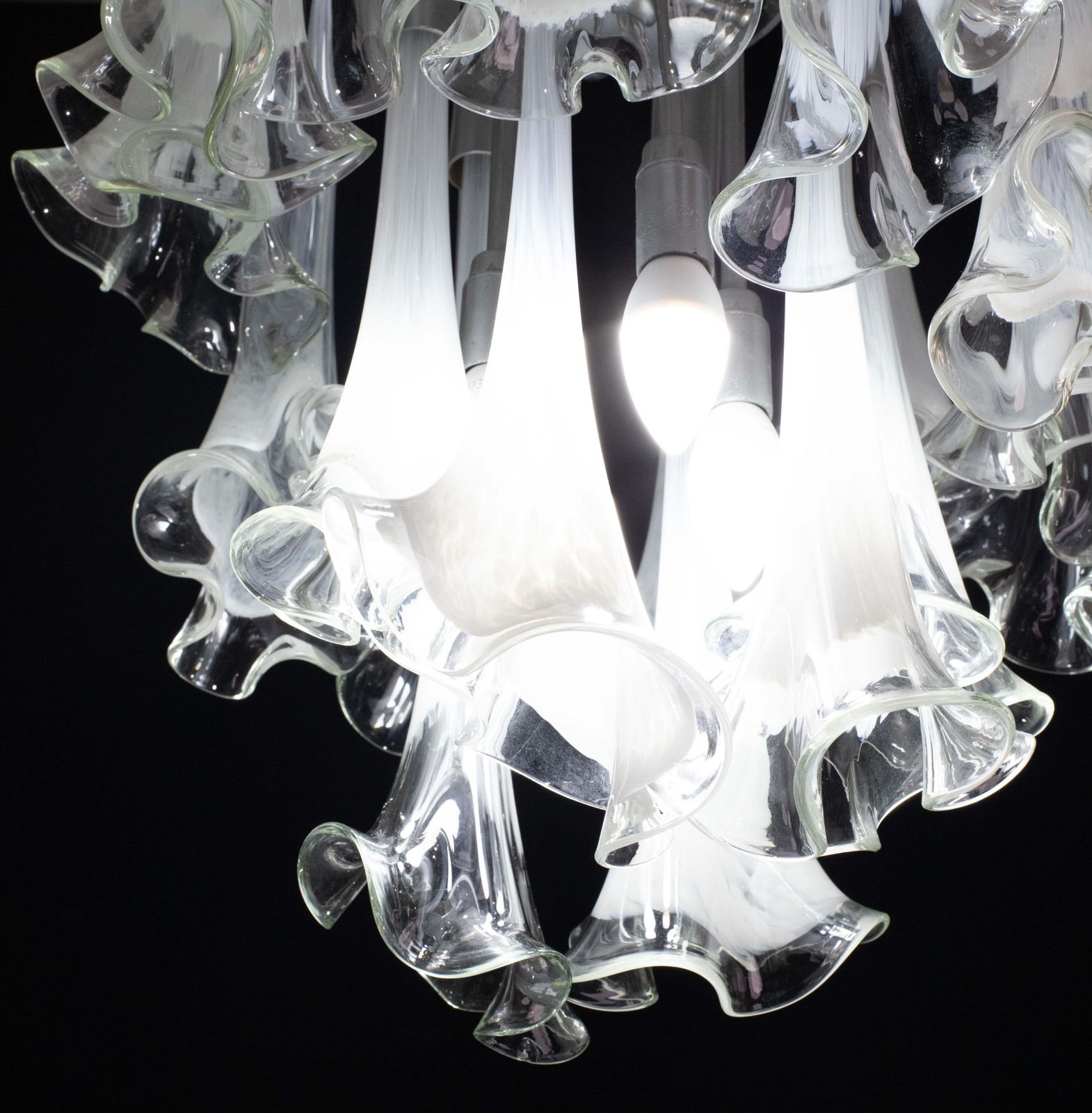 Great Design Murano Glass White Chandelier “Calle” By Venini, 1970 photo buy