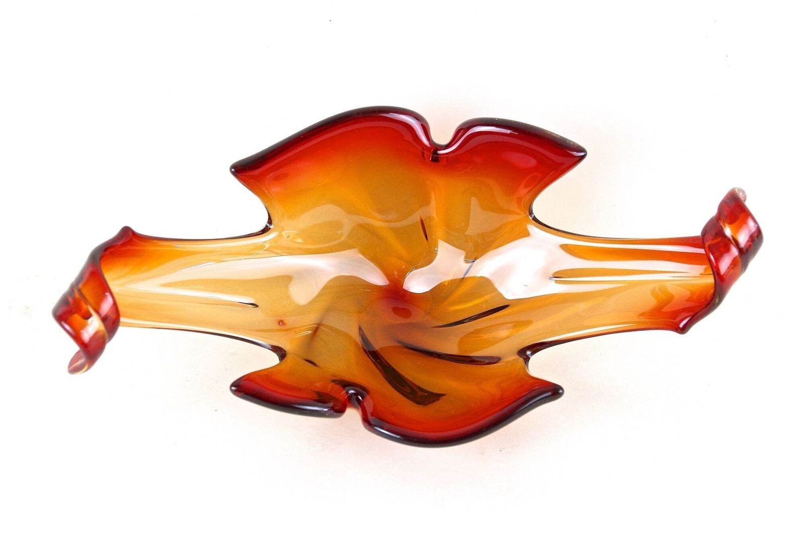 photo furniture Mid Century Murano Sommerso Glass Bowl   Red/ Orange Tones, Italy Ca. 1960
