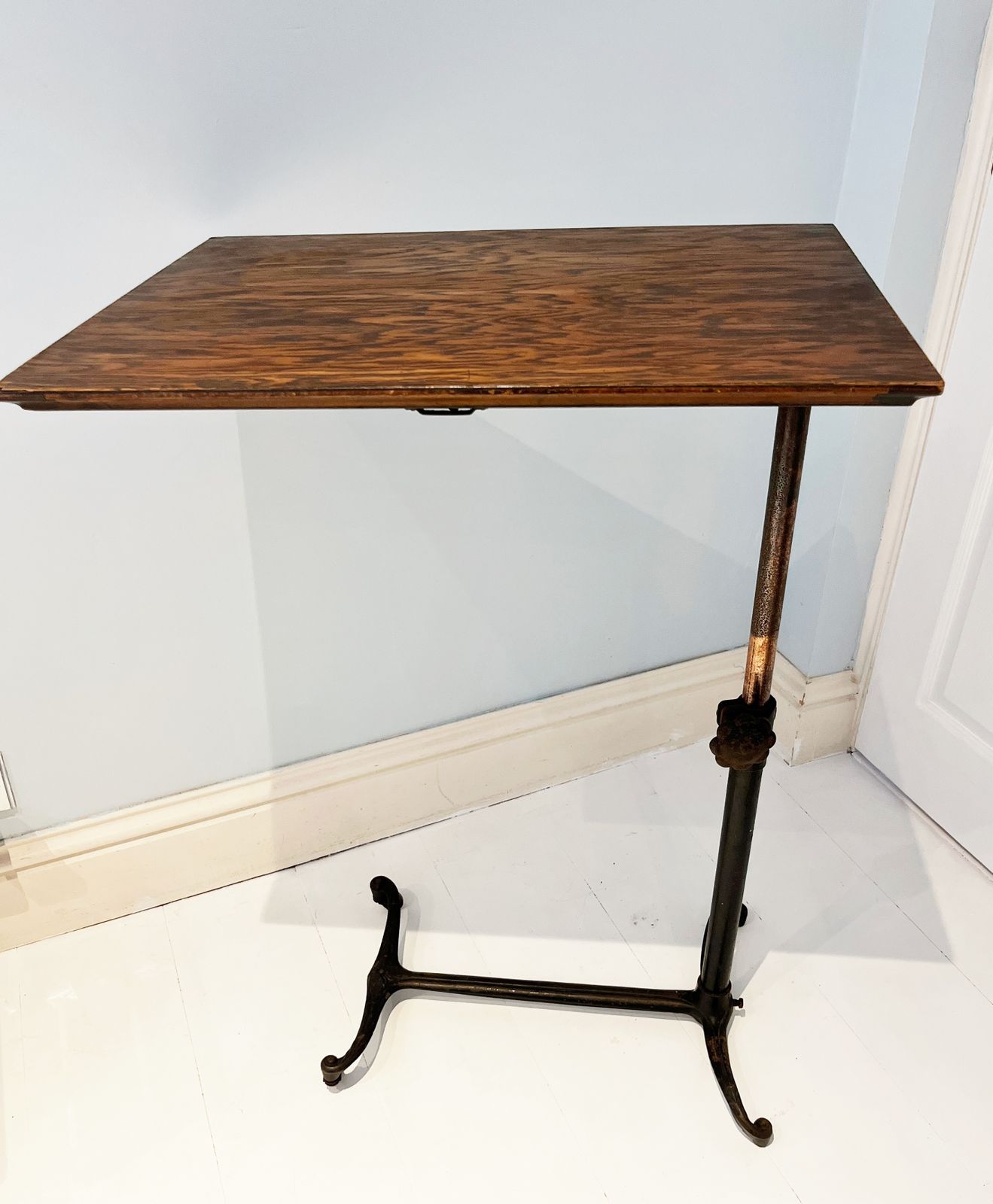 Victorian Reading Stand, Adjustable Reading Table, Architect Drawing Board, Cast Iron Base photo Furniture