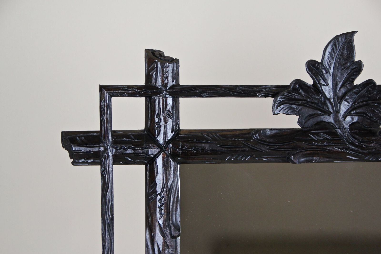 19th Century Rustic Black Forest Mirror, Hand Carved, Austria, Circa 1880 photo for sale