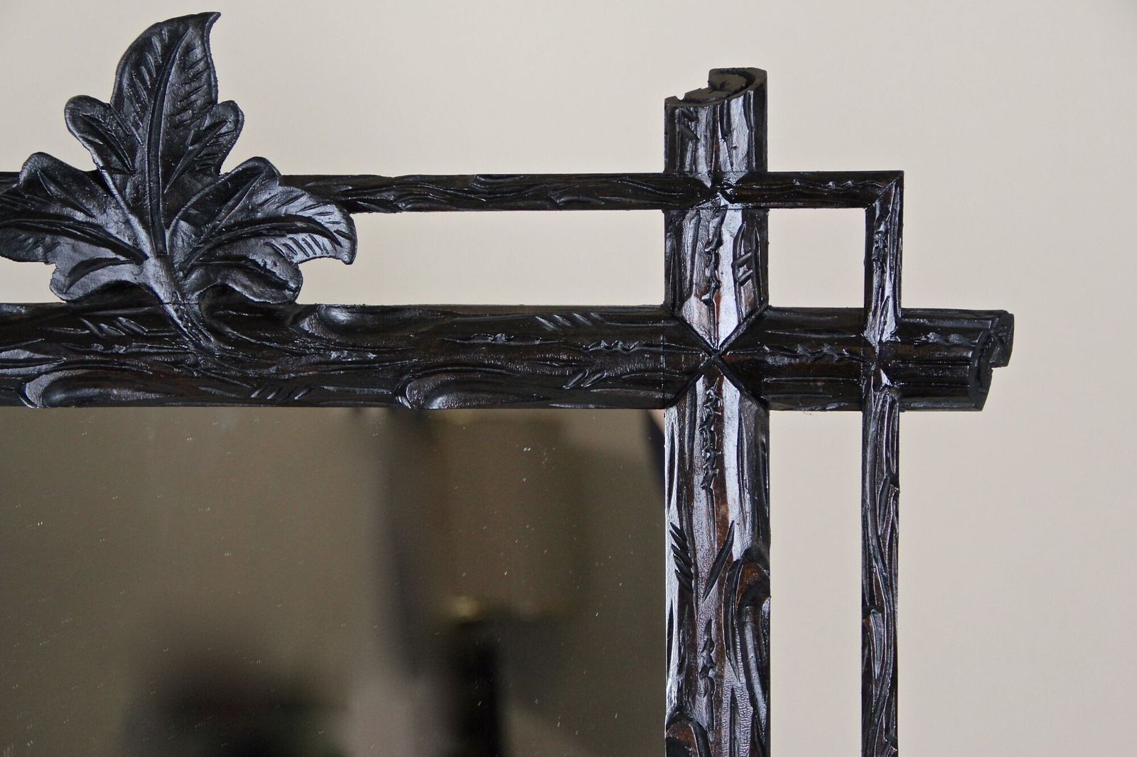 19th Century Rustic Black Forest Mirror, Hand Carved, Austria, Circa 1880 photo vinterior