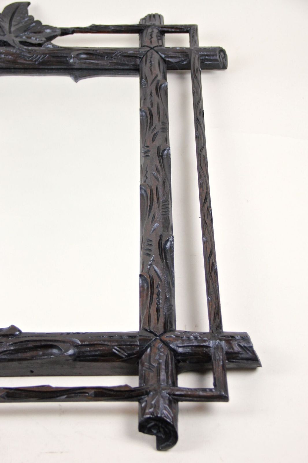 1200.0 19th Century Rustic Black Forest Mirror, Hand Carved, Austria, Circa 1880 photo