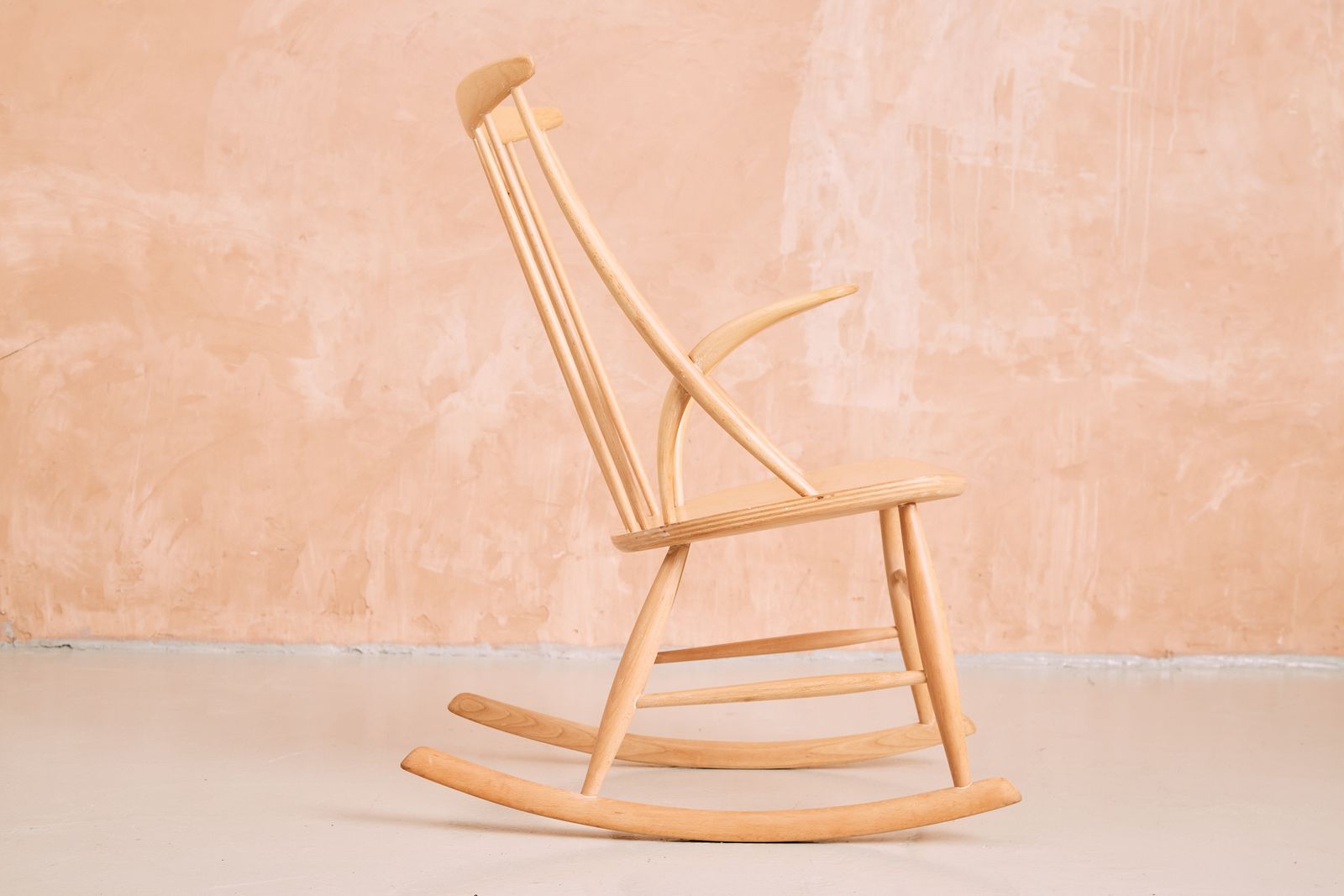 Vintage Illum Wikkelsø Iw3 Gyngestol No. 3 Rocking Chair For Niels Eilersen   Mid Century Danish photo for sale