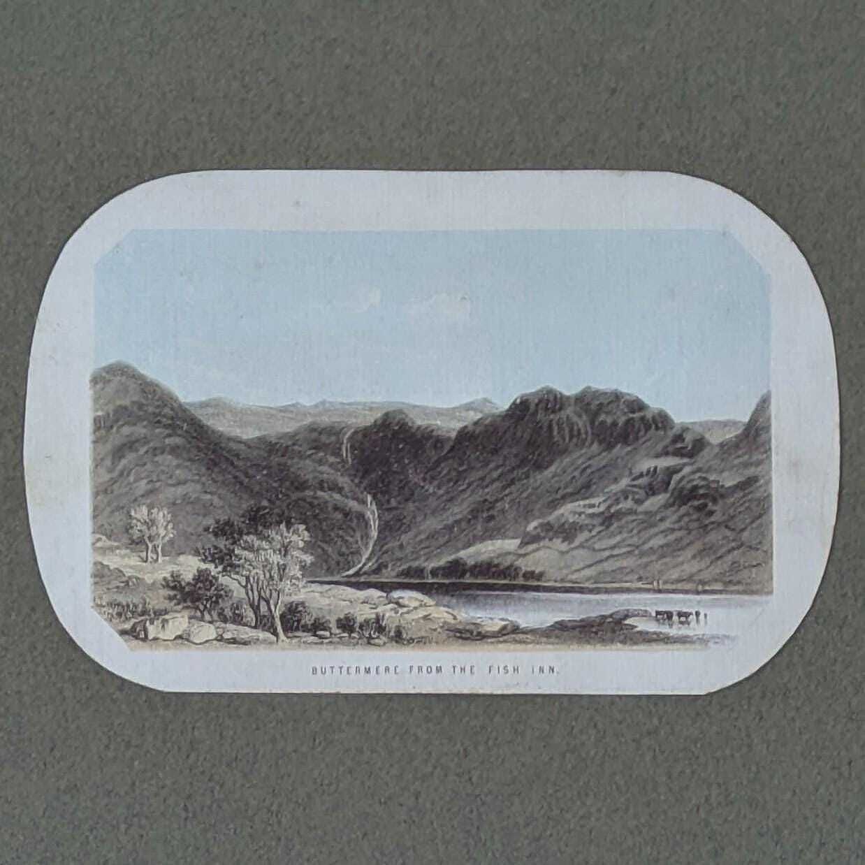 Antique 1850s British Framed Landscape Lithograph Letter Headings From England, Decorative Wall Hangings photo Art