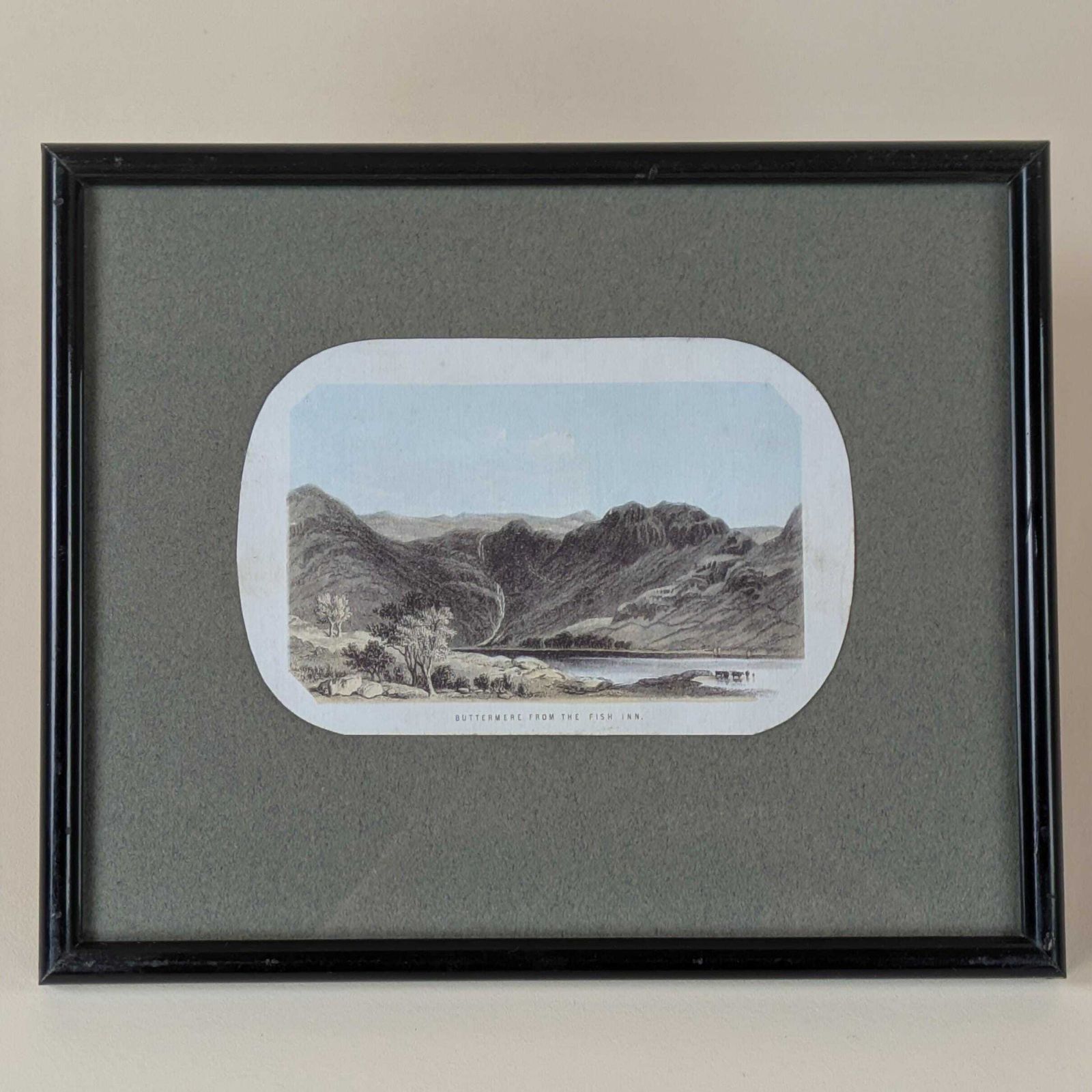Antique 1850s British Framed Landscape Lithograph Letter Headings From England, Decorative Wall Hangings photo vintage