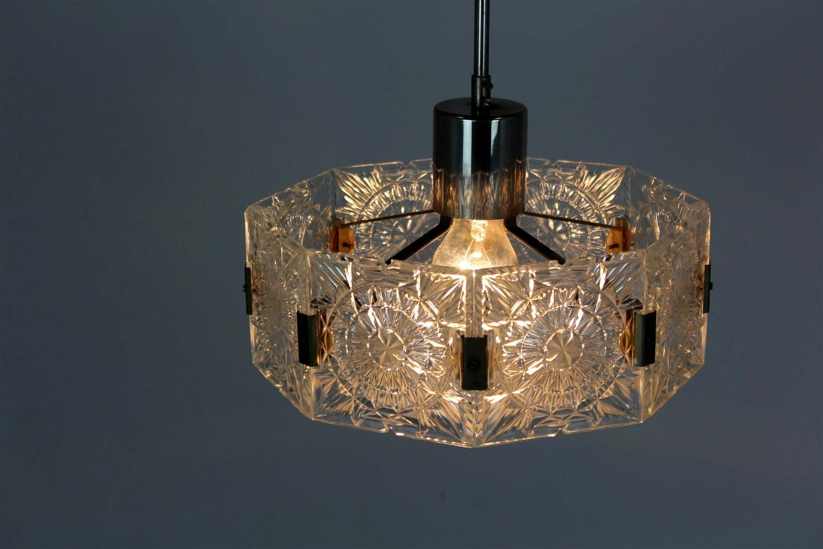 Vintage Sculptural Glass Pendant Lamp By Kamenický šenov, 1970s photo vintage
