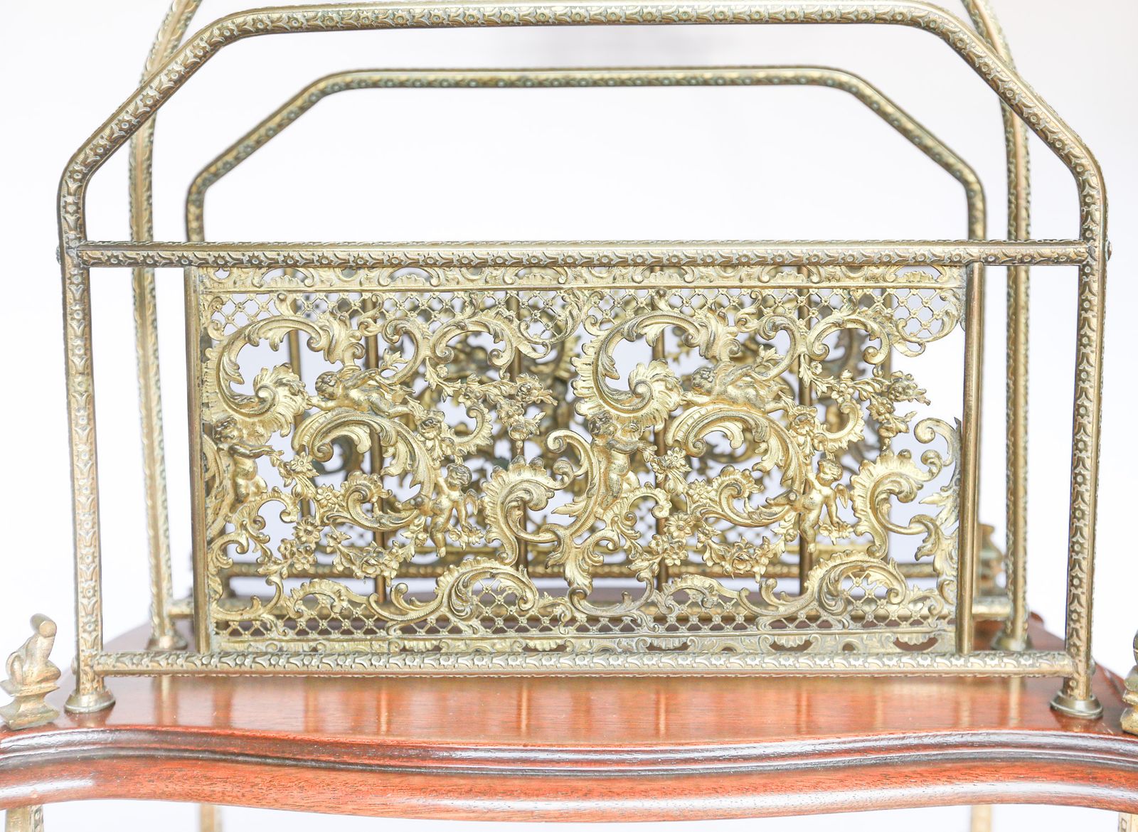 Victorian Mahogany & Gilt Brass Revolving Canterbury On Stand photo buy